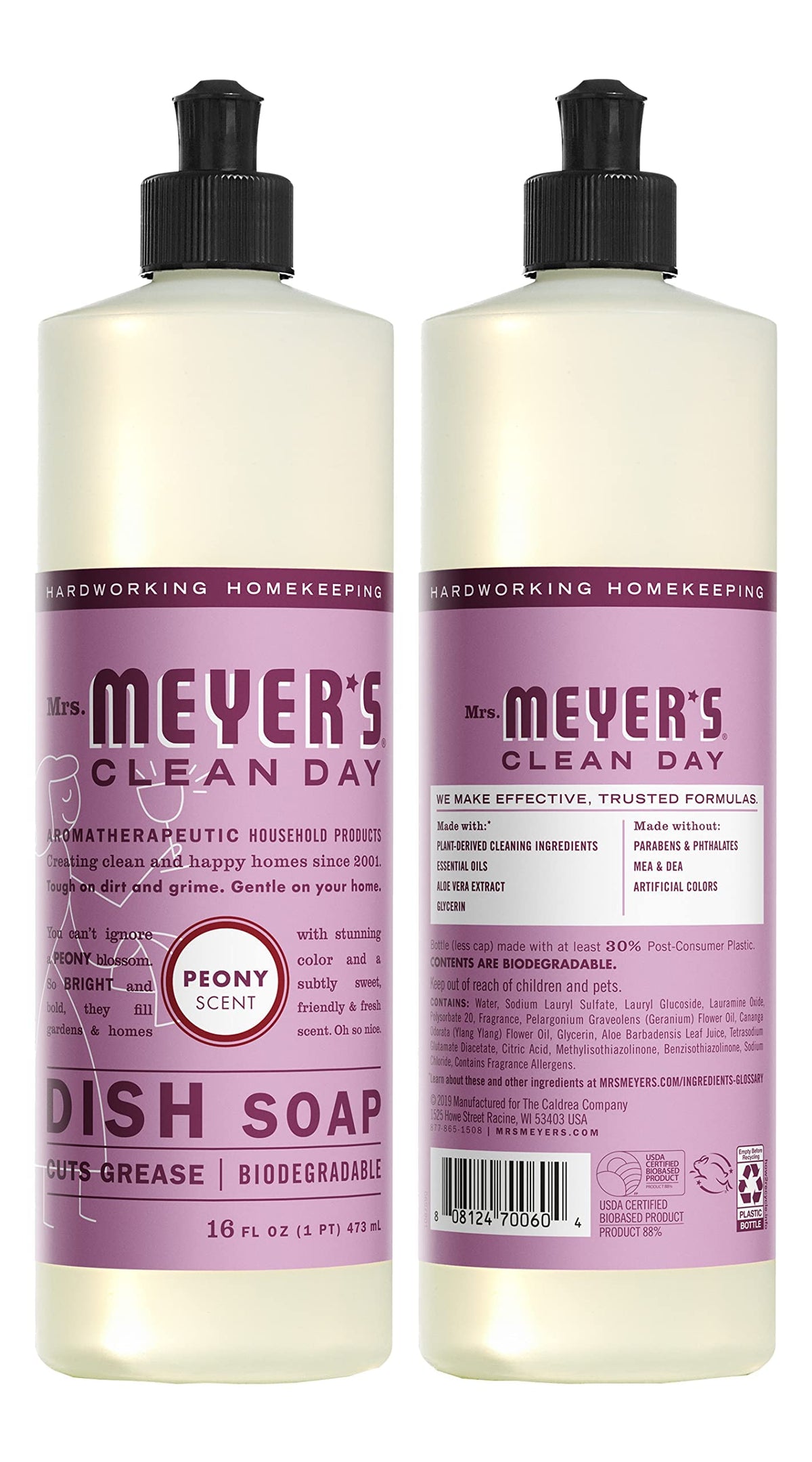 Mrs. MEYER'S Kitchen Set, Dish Soap, Hand Soap, and Multi-Surface Cleaner, 3 CT (Peony)