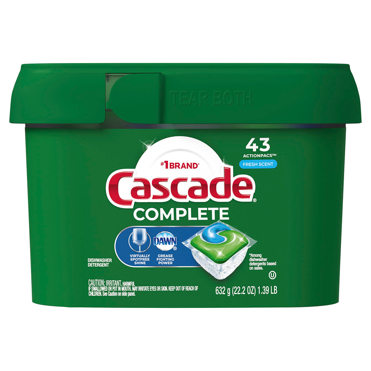 Cascade Complete Dishwasher Pods, ActionPacs Dishwasher Detergent, Fresh Scent, 43 Count