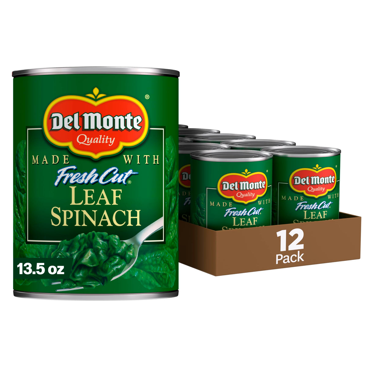 Del Monte Canned Fresh Cut Leaf Spinach, 13.5 Ounce (Pack of 12)