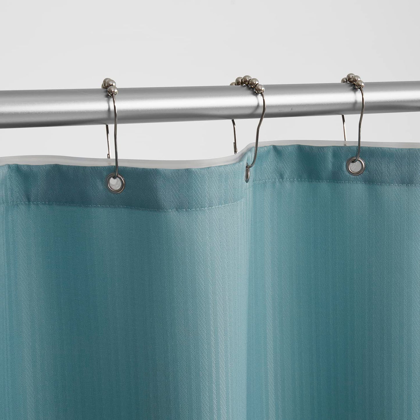 Clorox Treated Polyester Fabric Shower Curtain 70"x72" Light Blue Aqua with Weighted Magnetic Hem, Machine Washable