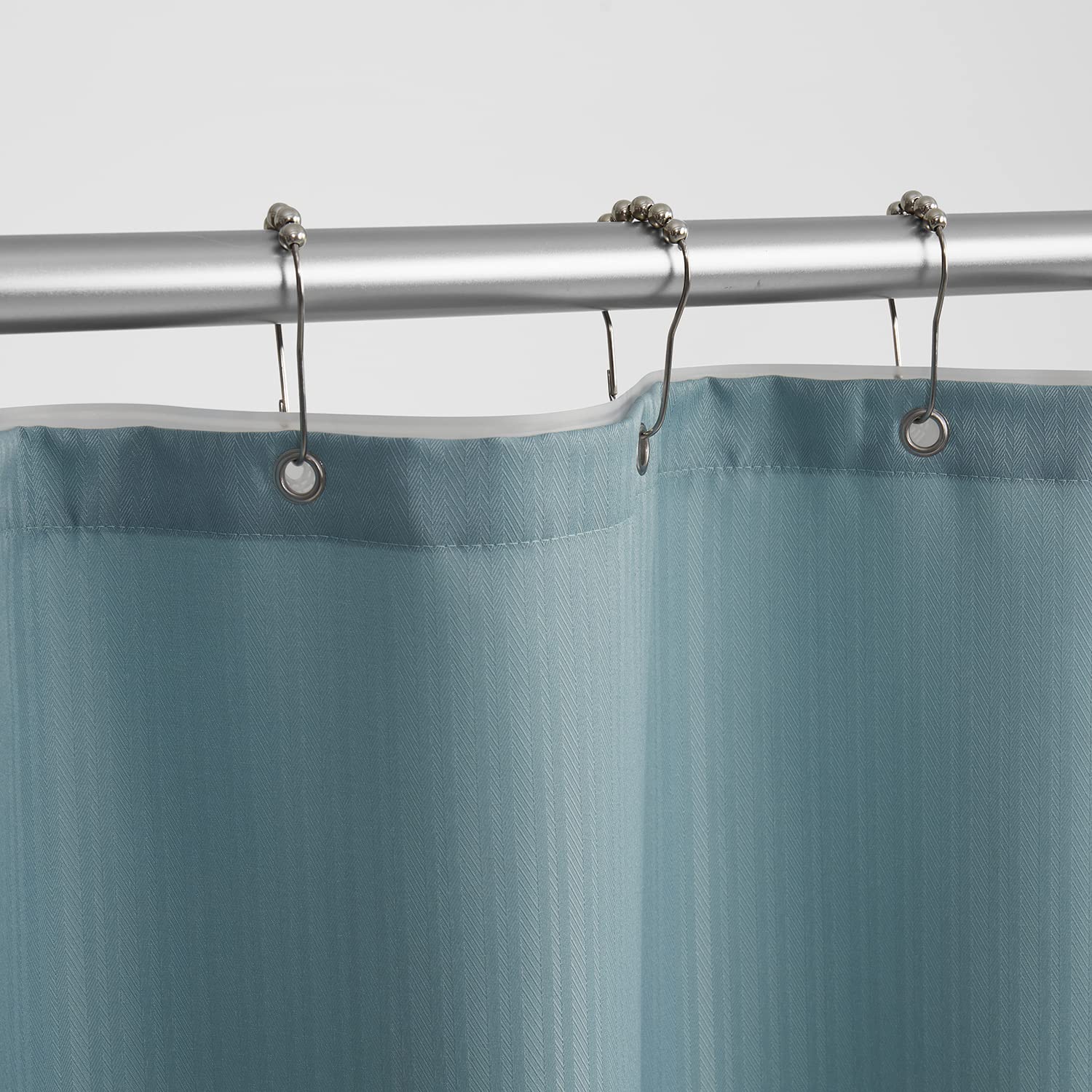 Clorox Treated Polyester Fabric Shower Curtain 70"x72" Light Blue Aqua with Weighted Magnetic Hem, Machine Washable