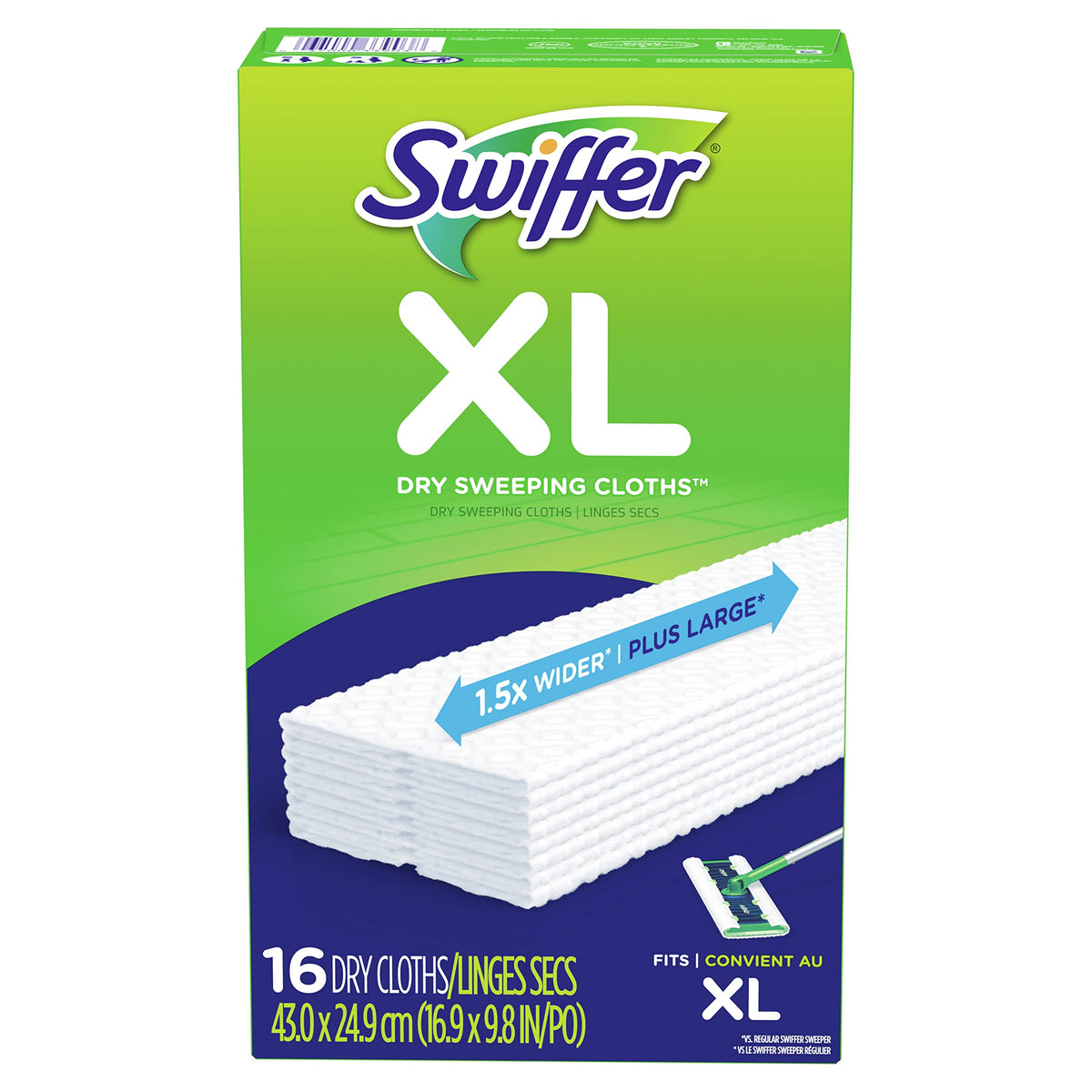 Swiffer Sweeper Dry Sweeping Pad Multi Surface Refills for X-Large Dusters Floor Mop, Unscented, 16 Count (Packaging May Vary)