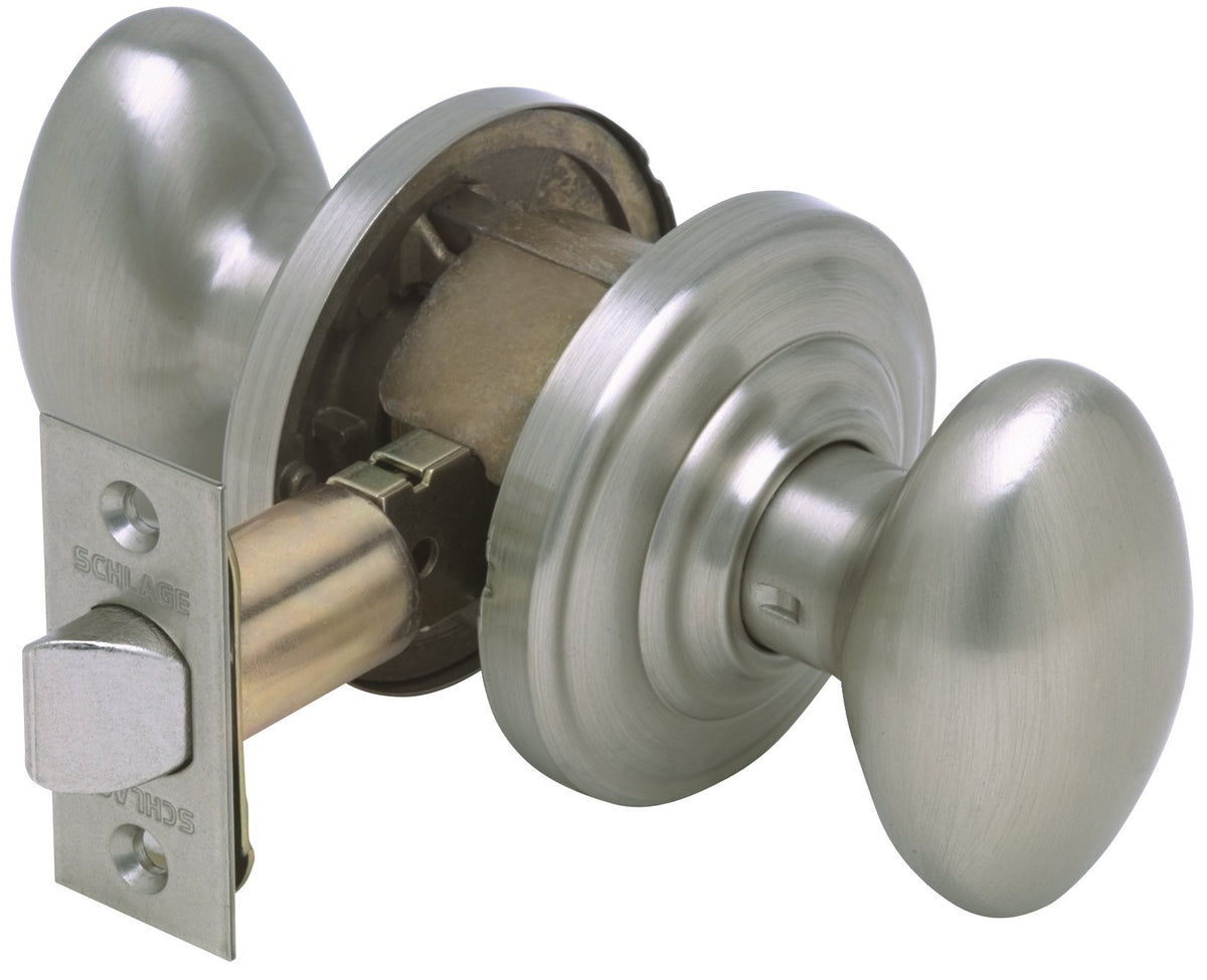 SCHLAGE Siena Passage Knob, Andover Rose, Satin Nickel