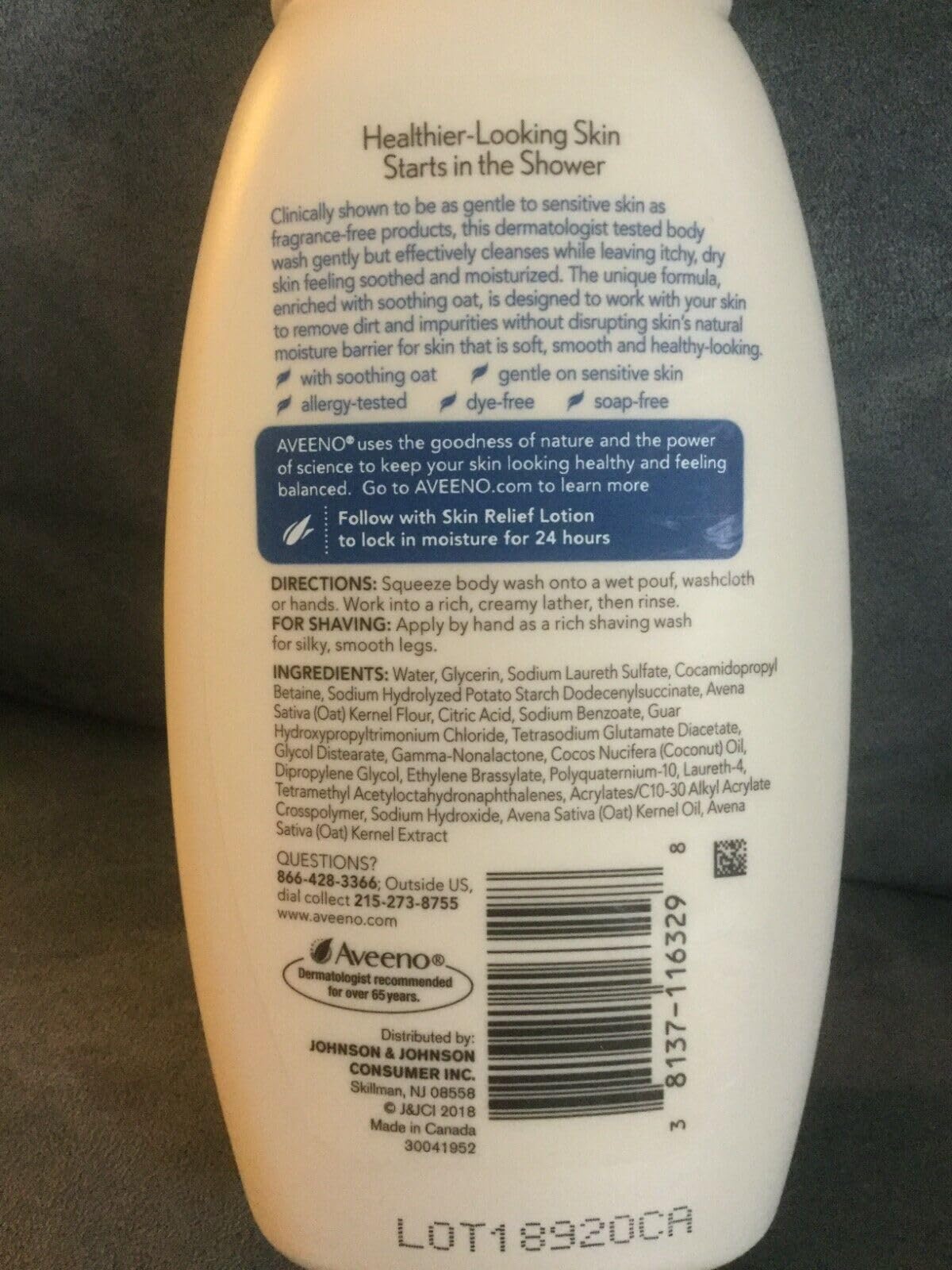 AVEENO Active Naturals Skin Relief Gentle Scent Body Wash, Nourishing Coconut 12 oz (Pack of 3)