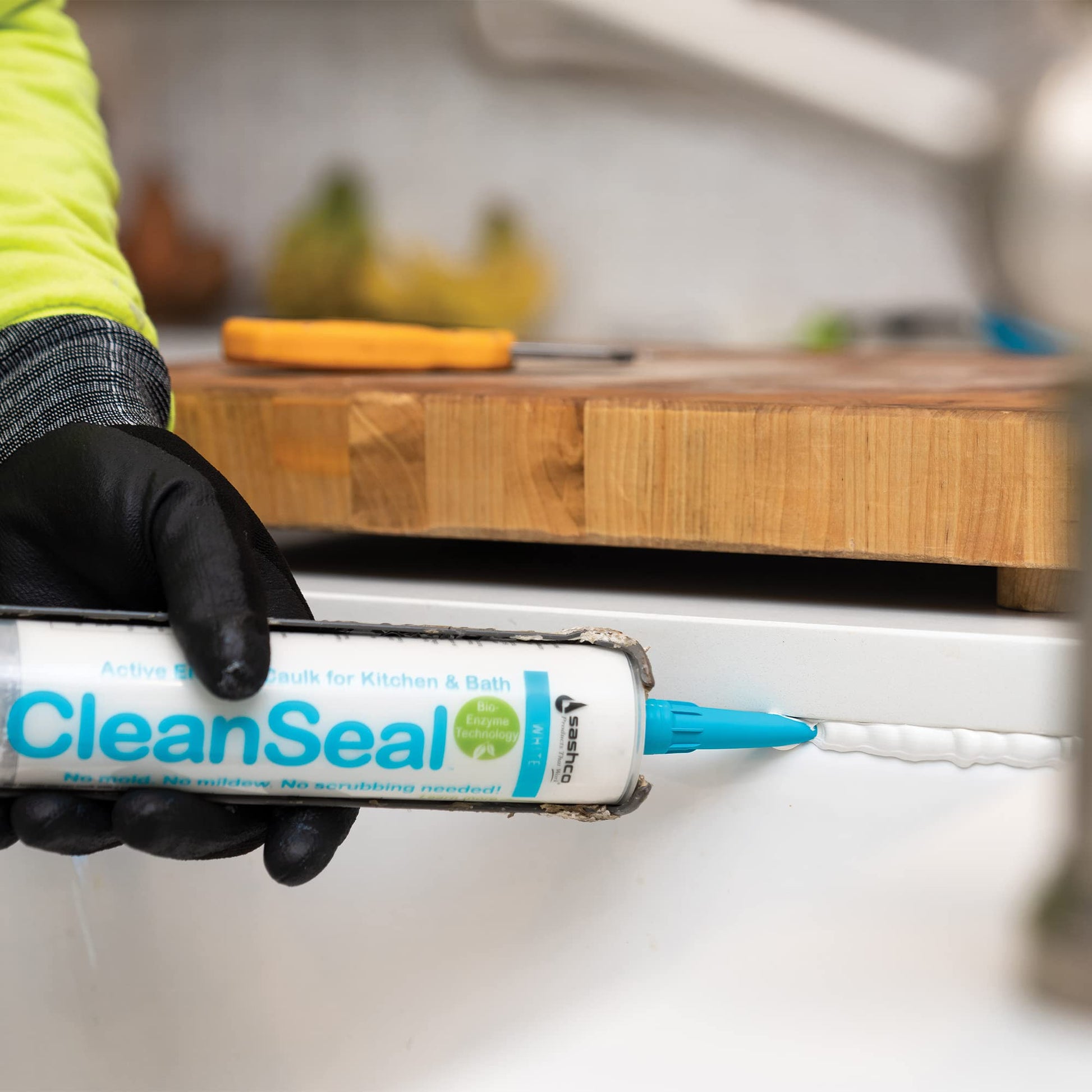 Sashco Clean Seal Active Enzyme Caulk, Kitchen & Bath, Almond, 6oz. (Pack 1)