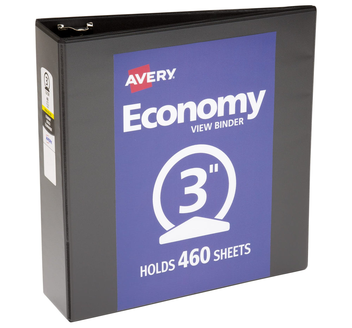 Avery Economy View 3 Ring Binders, 3" Round Rings, 12 Black Binders (05740)