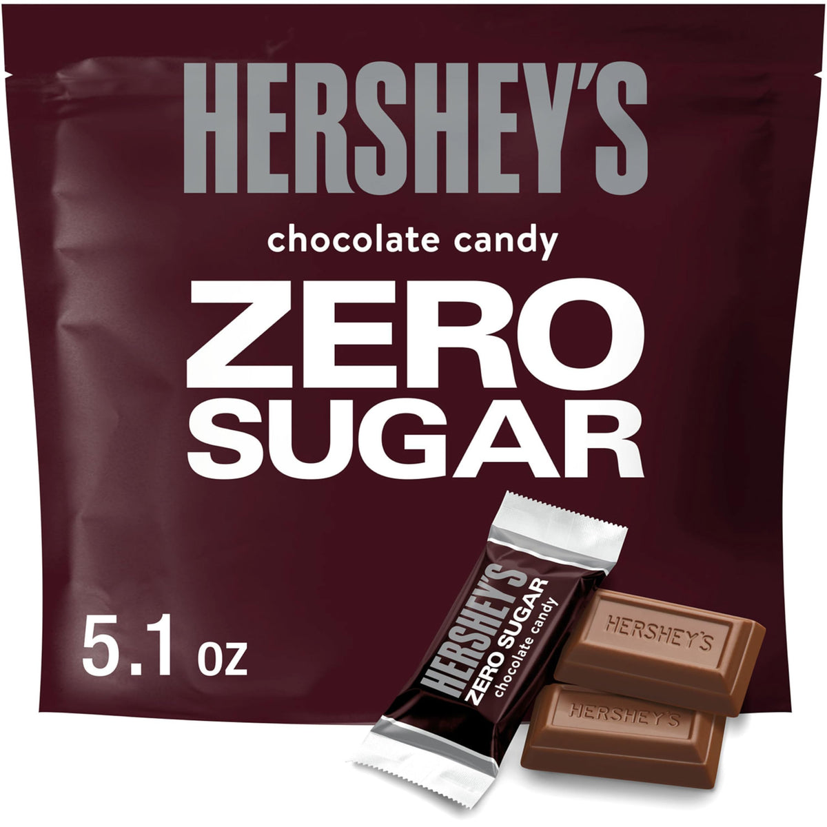 HERSHEY'S Zero Sugar Chocolate Candy Bag, 5.1 oz