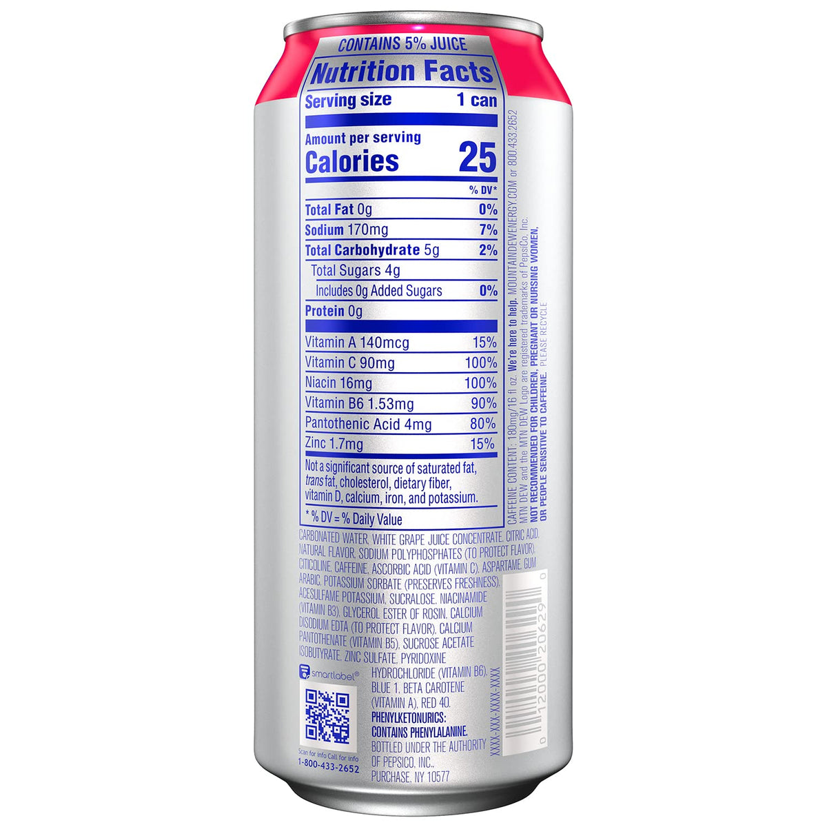 MTN Dew Energy, Pomegranate Blue Burst,16oz Cans (12Pack)