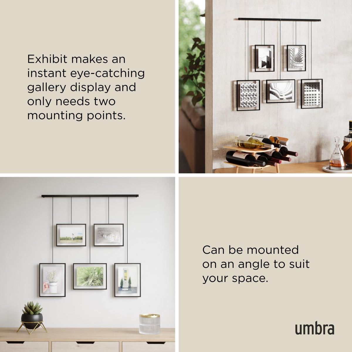 Umbra, Black Exhibit Multi Picture Frame Photo Display