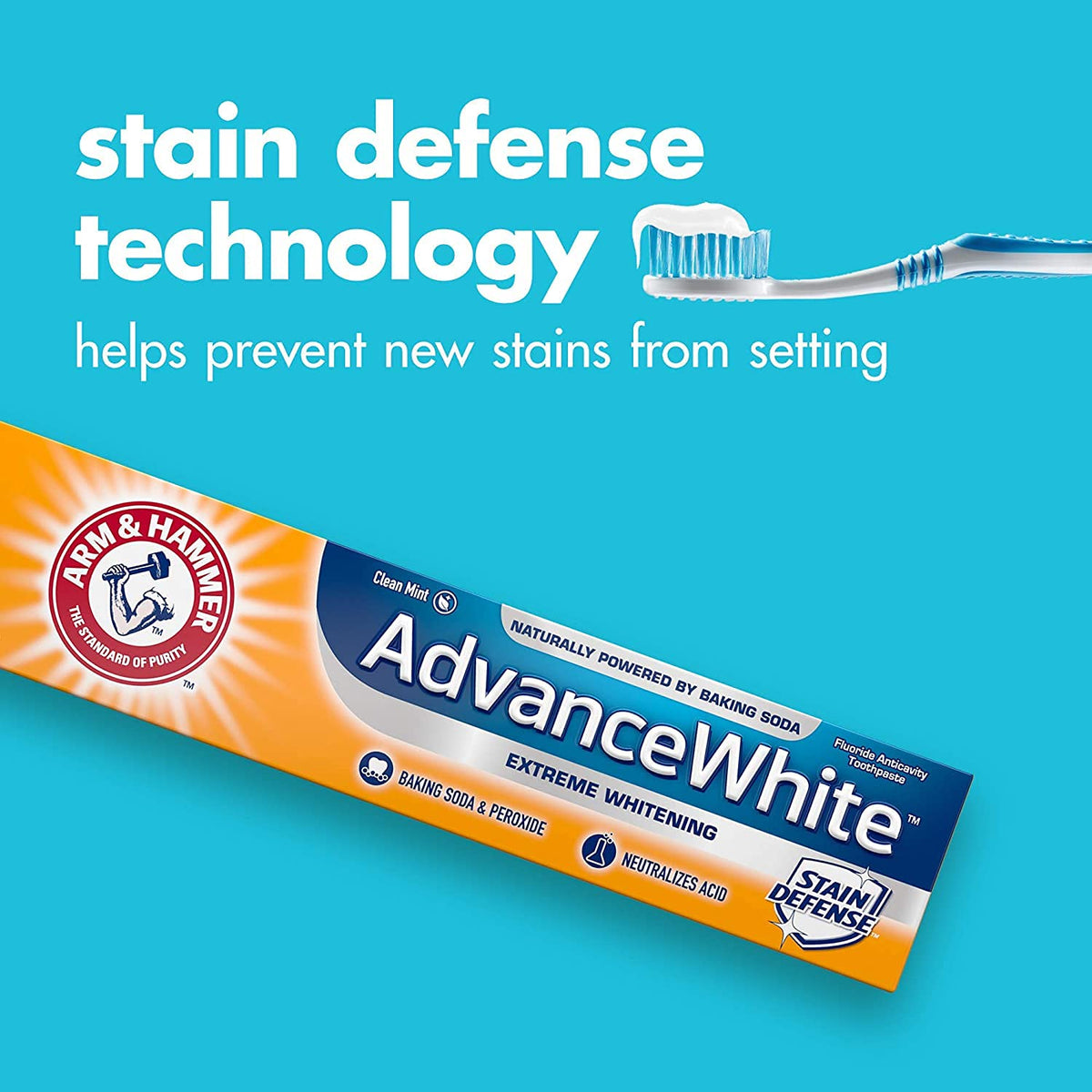ARM & HAMMER Advance White Baking Soda Toothpaste, Frosted Mint 6 oz (Pack of 8)