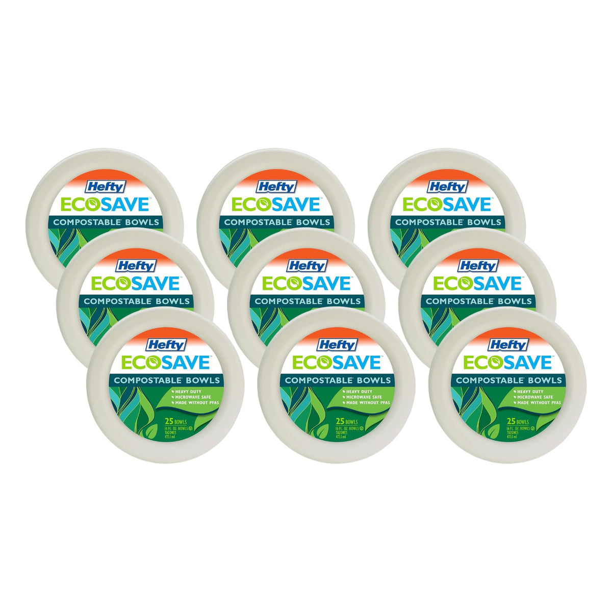 Hefty ECOSAVE Compostable Bowl, 16 Ounce, 25 Count (Pack of 12)