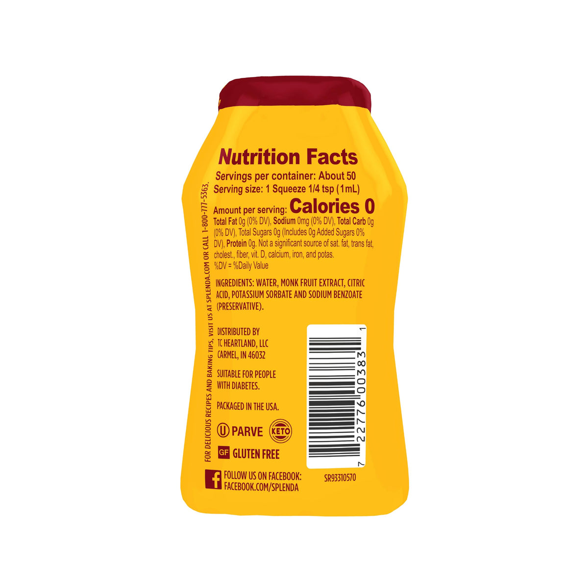 SPLENDA Monk Fruit Liquid Zero Calorie Sweetener Drops, 1.68 Fl Oz