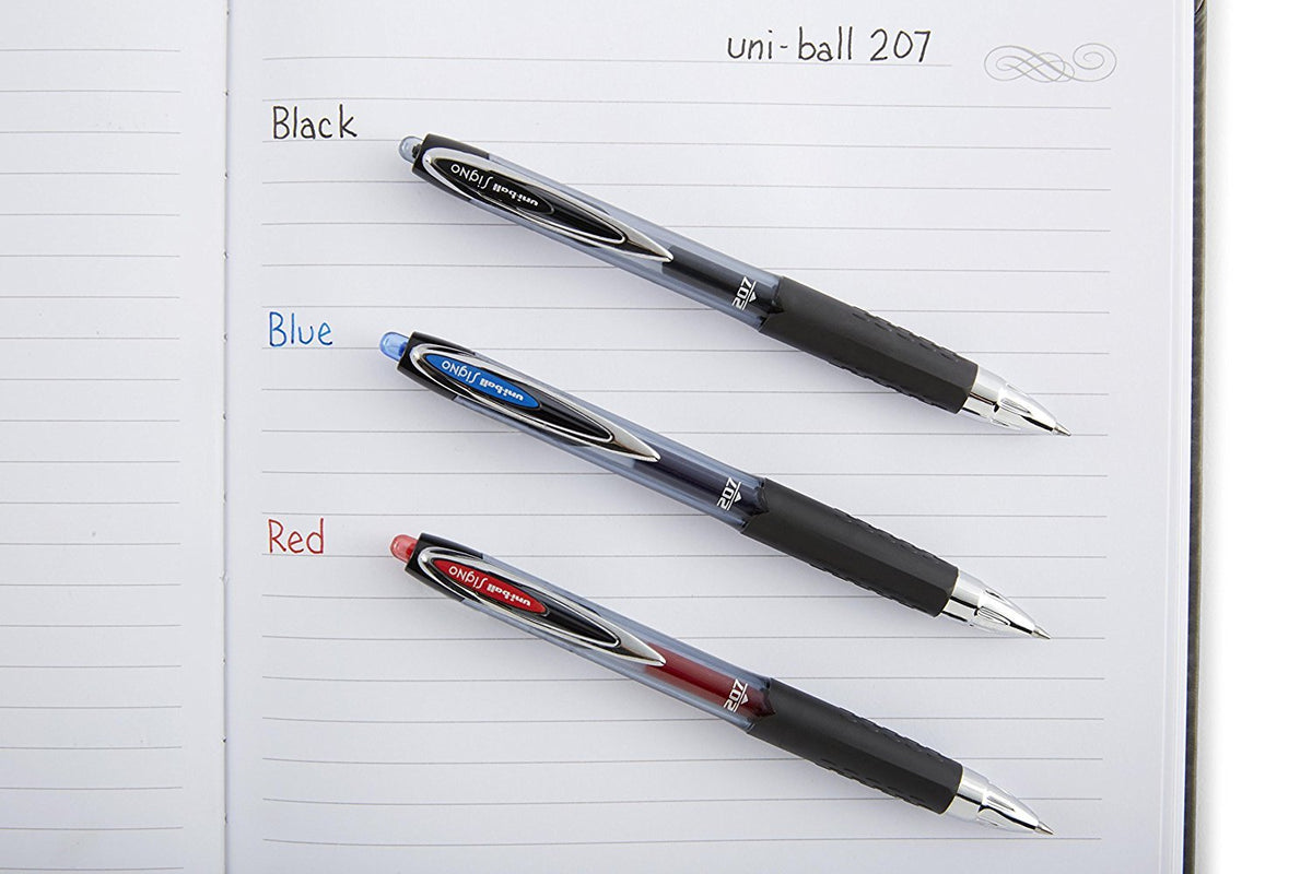 Signo 207 Roller Ball Retractable Gel Pen, Black Ink, Medium, Dozen