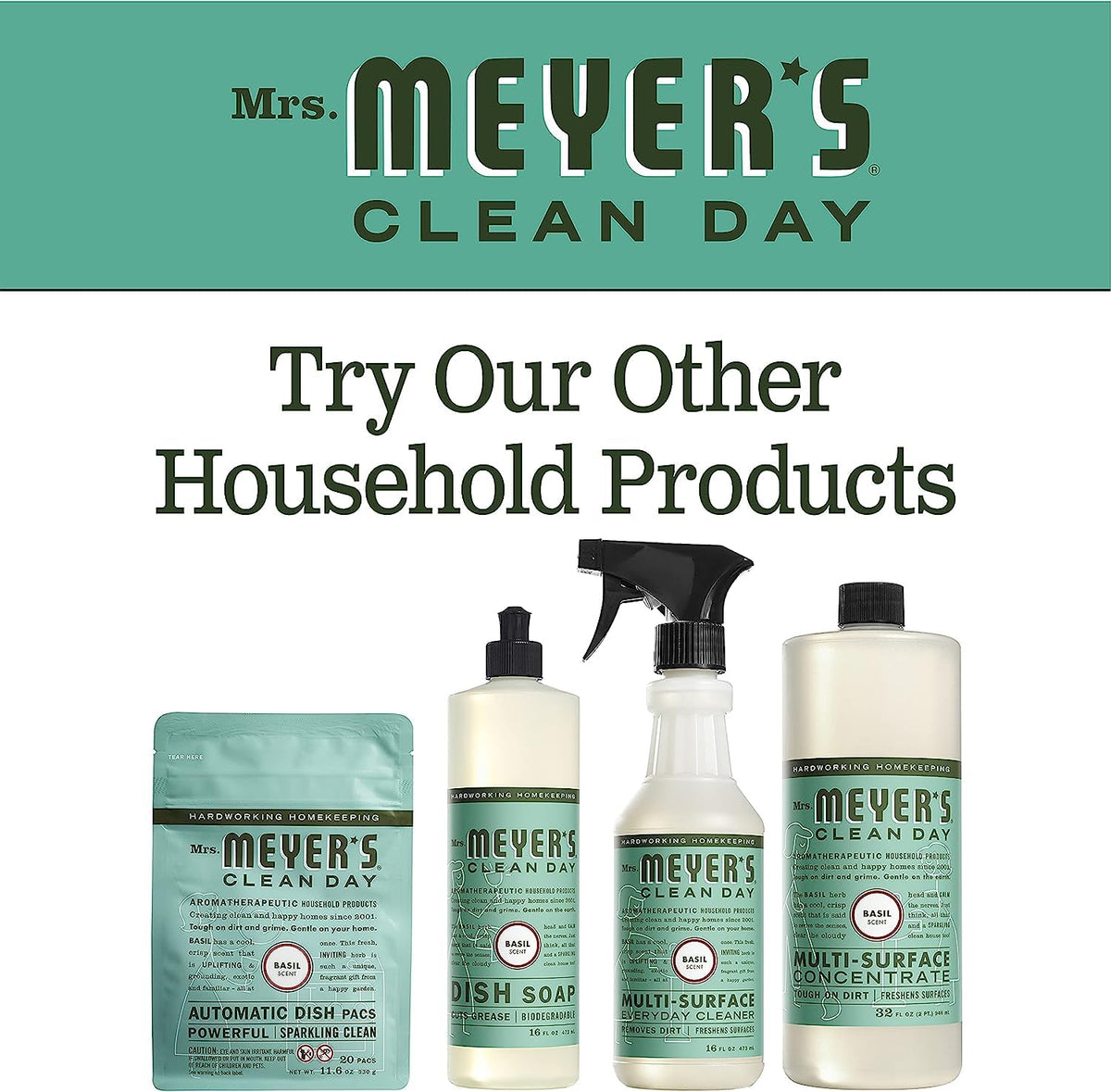 Mrs. Meyer's Auto Dishwashing Packs, Basil, 20 count (Pack of 6)