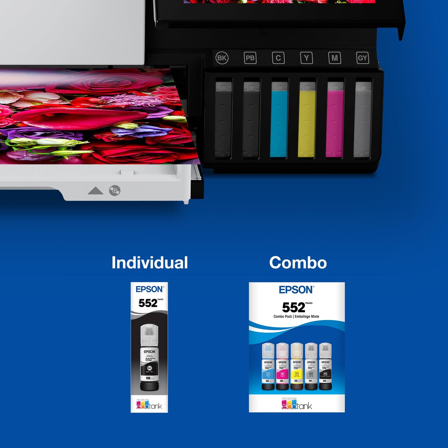 Epson 552 EcoTank Ink Ultra-high Capacity Bottle Yellow (T552420-S) Works with EcoTank Photo ET-8500, ET-8550