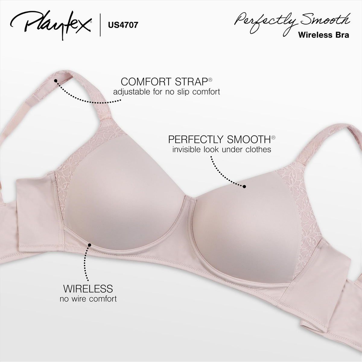 Playtex Secrets Women's Perfectly Smooth Full-Coverage Wireless T-Shirt Bra for Full Figures