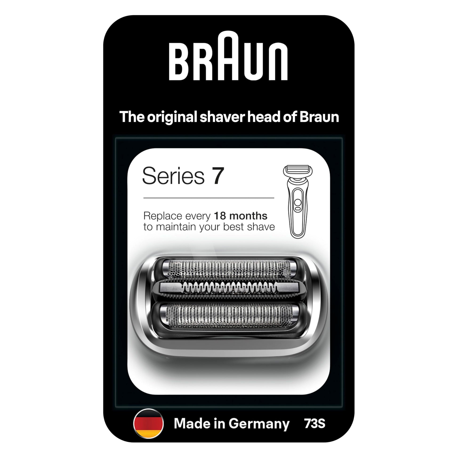 Braun Series 7 Electric Shaver Replacement Head, Easily Attach Your Shaver Head, Compatible with New Generation Series 7 Shavers, 73S, Silver