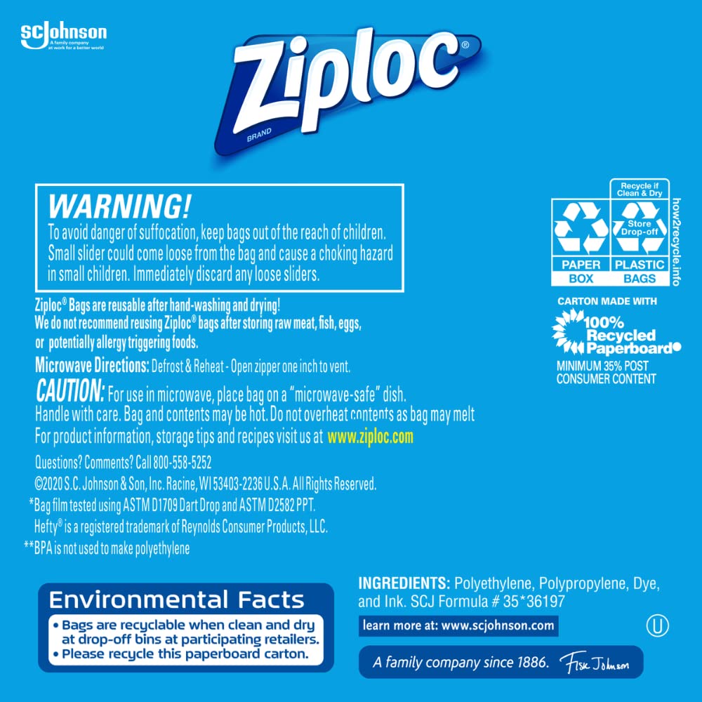 Ziploc Slider Freezer Bags - 1 gallons (10 Count (Pack of 8))