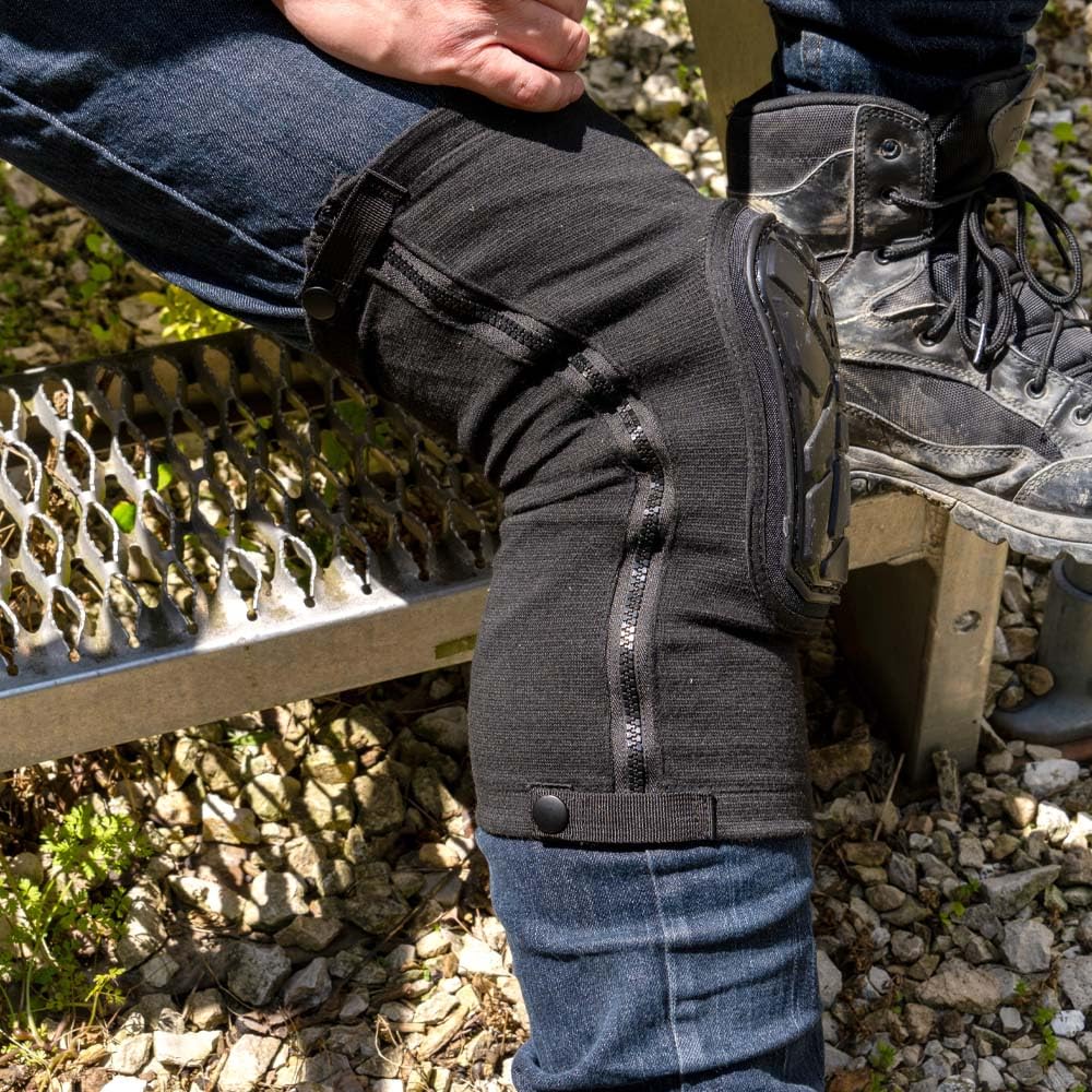 Klein Tools 60850 Tough-Flex Knee Sleeves for Work, Construction, Low-Profile Sleeve with Zipper, Gel-Like Foam, Black, XL/XXL