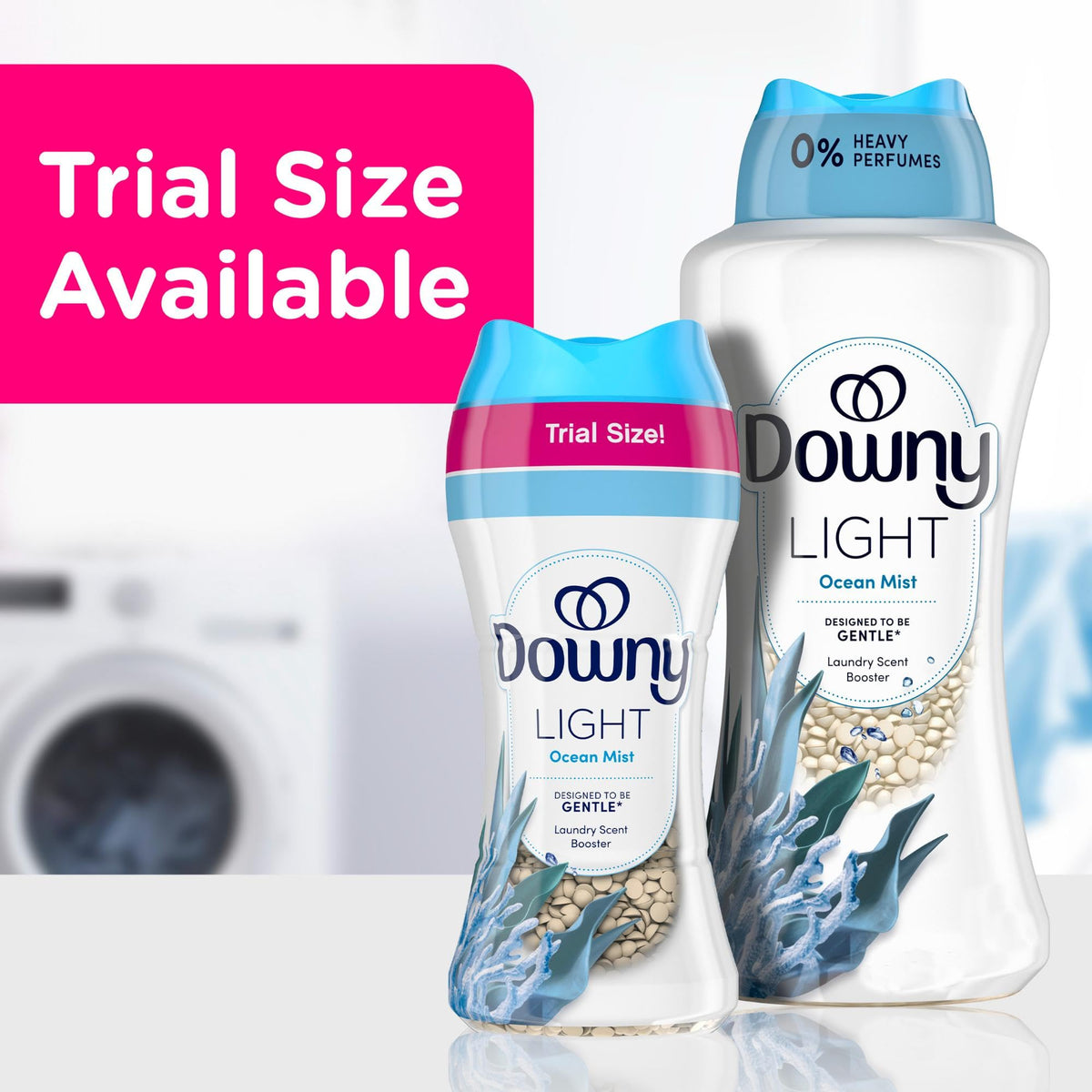 Downy Light Laundry Scent Booster Beads for Washer, Ocean Mist, 24 oz, with No Heavy Perfumes