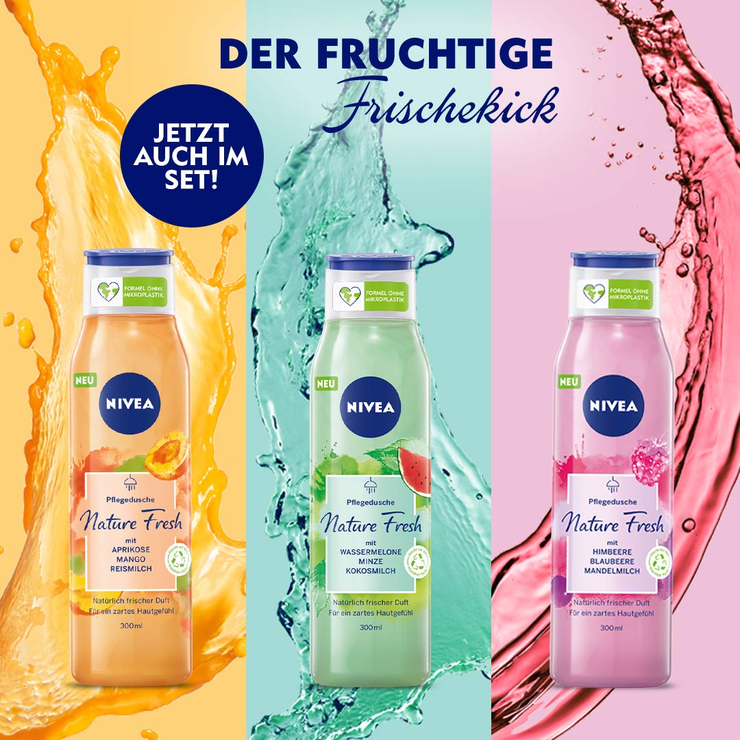 NIVEA Fresh Blends Watermelon Shower Gel (300ml), Watermelon-Scented Women's Shower Gel, Vegan Shower Gel Made with Natural Watermelon Juice, Mint, and Coconut Milk