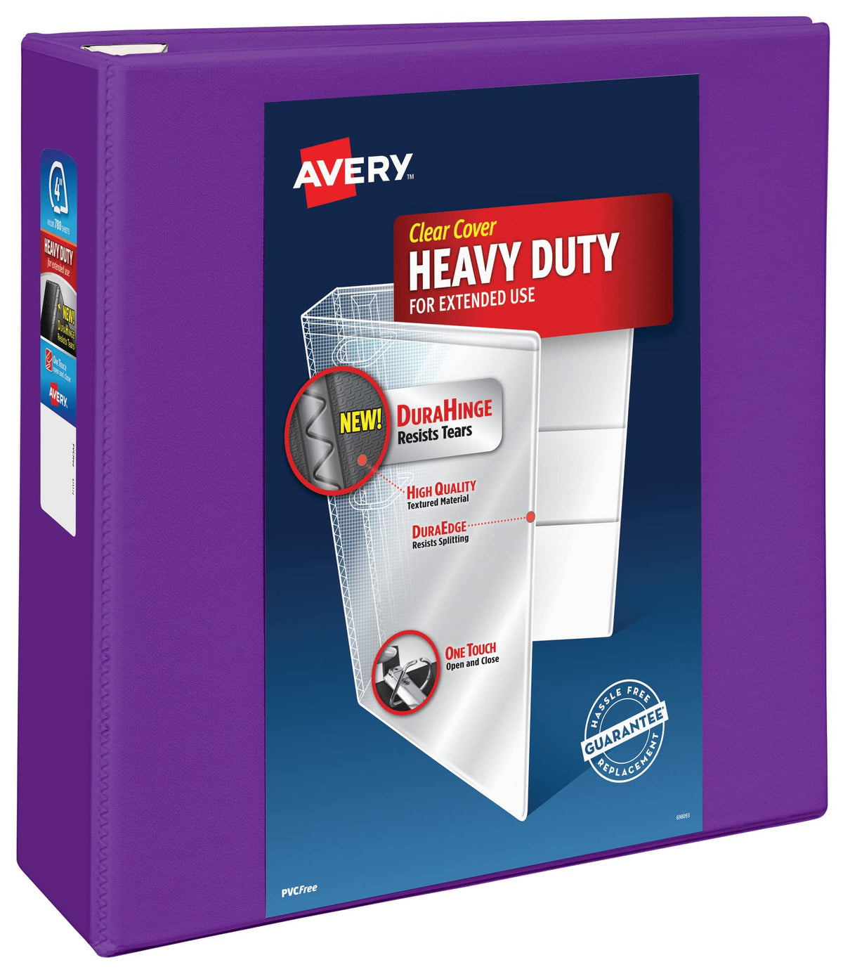 Avery Heavy-Duty View 3 Ring Binder, 4" One Touch EZD Rings, 4.5" Spine, 1 Purple Binder (79813)