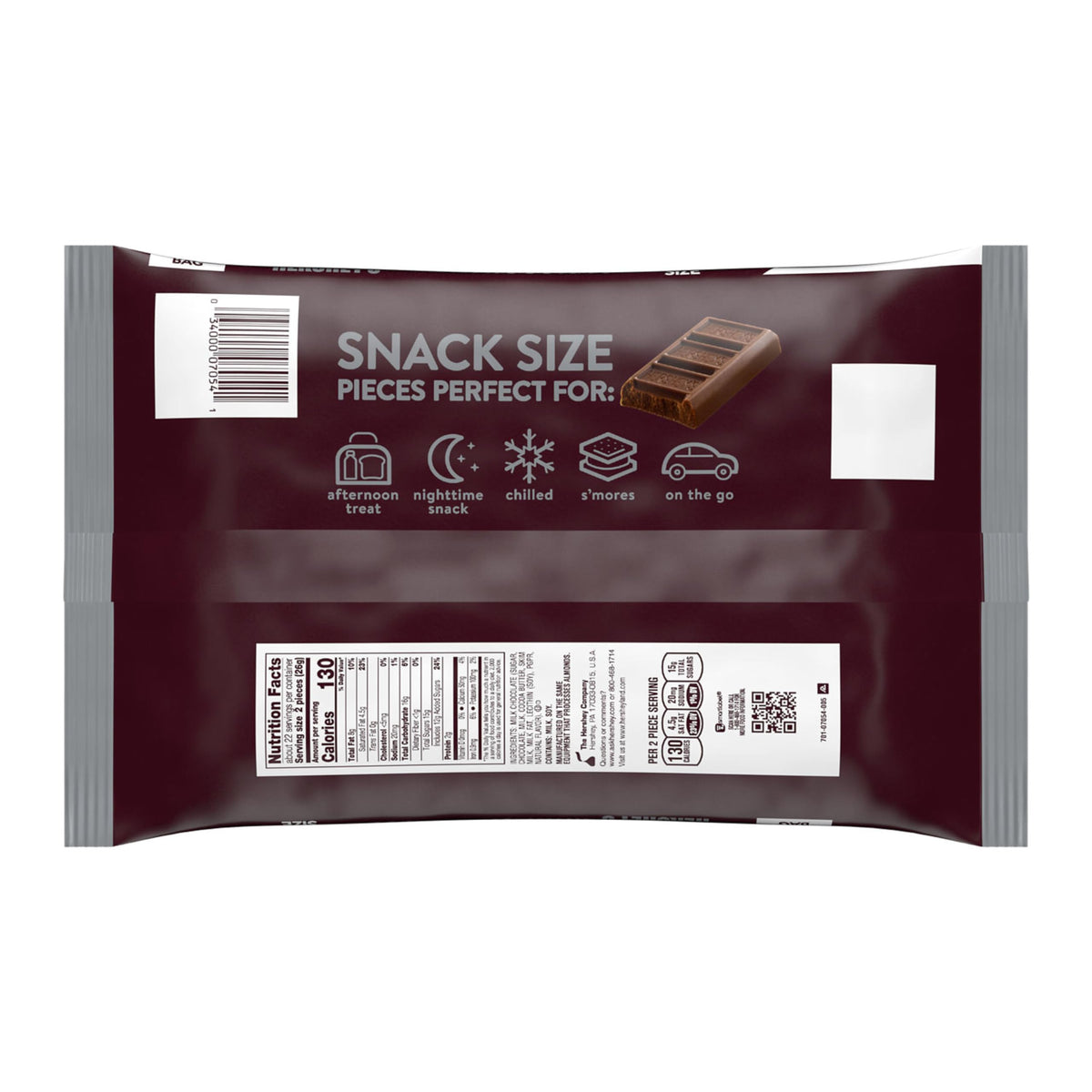 HERSHEY'S Milk Chocolate Snack Size, Candy Jumbo Bag, 19.8 oz