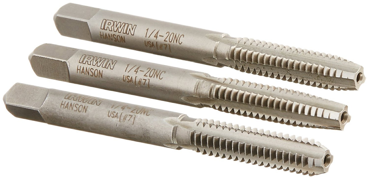 IRWIN Tap Set, High Carbon Steel, 20 NC, 1/4-Inch, 3-Piece (2620)