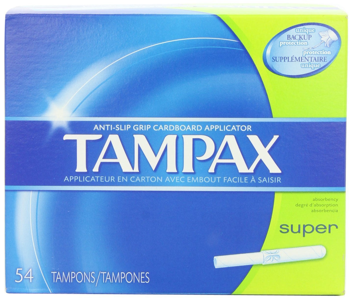 Tampax Anti-Slip Grip Cardboard Applicator Super Absorbency Tampons - 54 Ct