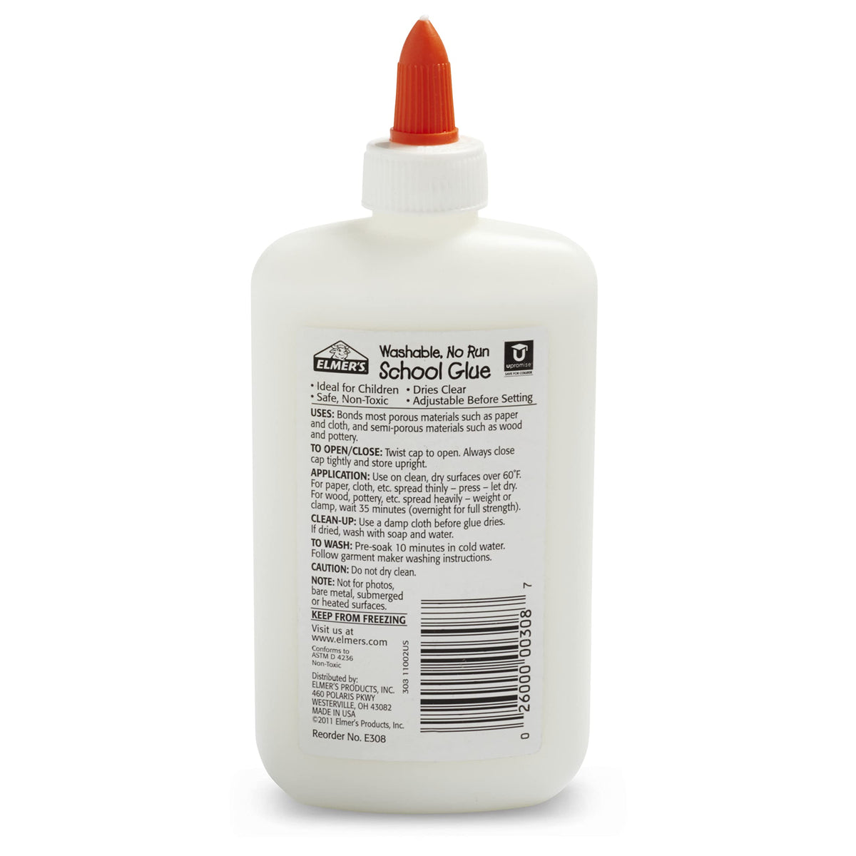 Elmer's E308 Liquid School Glue, Washable, 7.625 Ounces, 1 Count