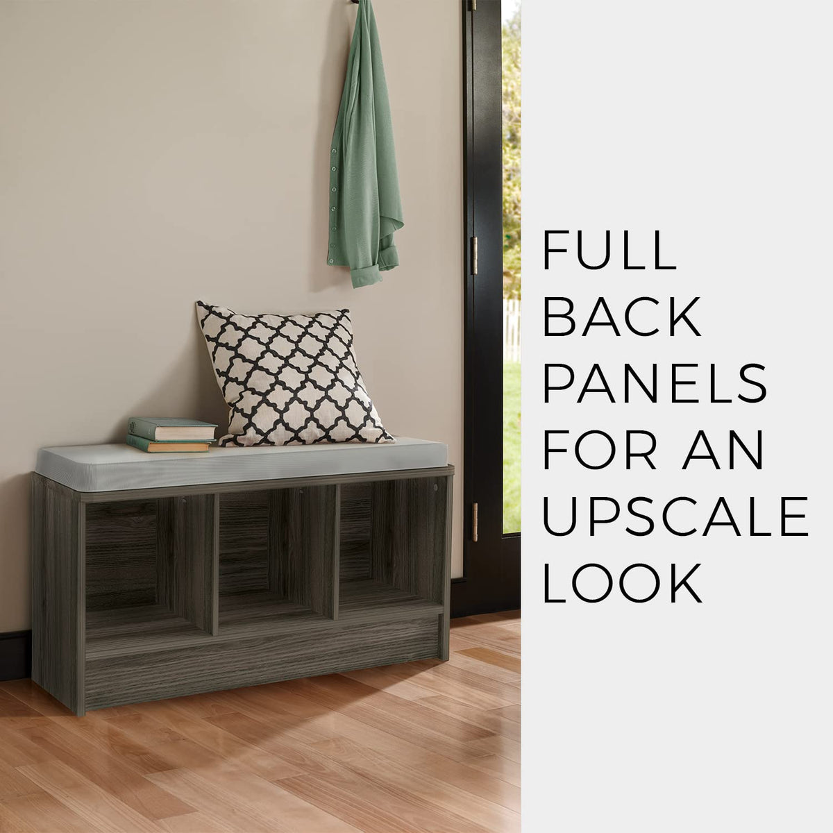 ClosetMaid 1633 Cubeicals 3-Cube Storage Bench, Dark Cherry with Gray Cushion