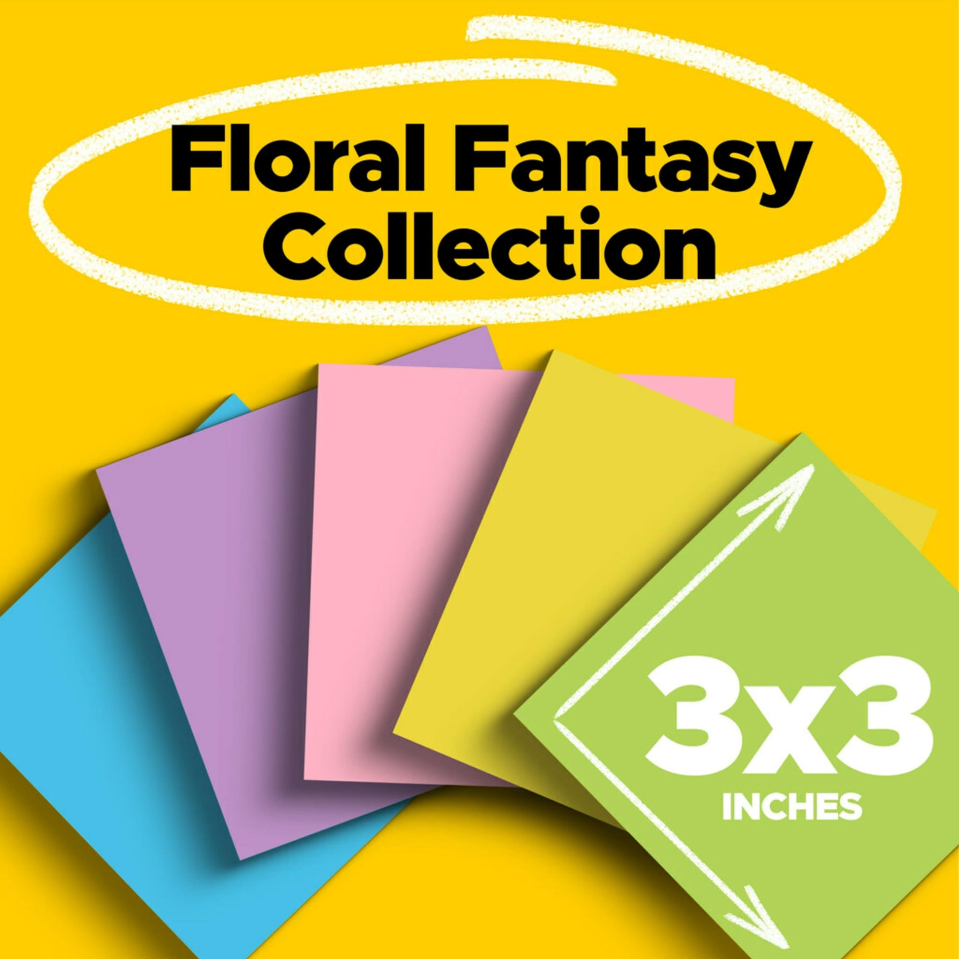 Post-it Notes, 3x3 in, 5 Pads, America’s #1 Favorite Sticky Notes, Floral Fantasy Collection (654-5UC)
