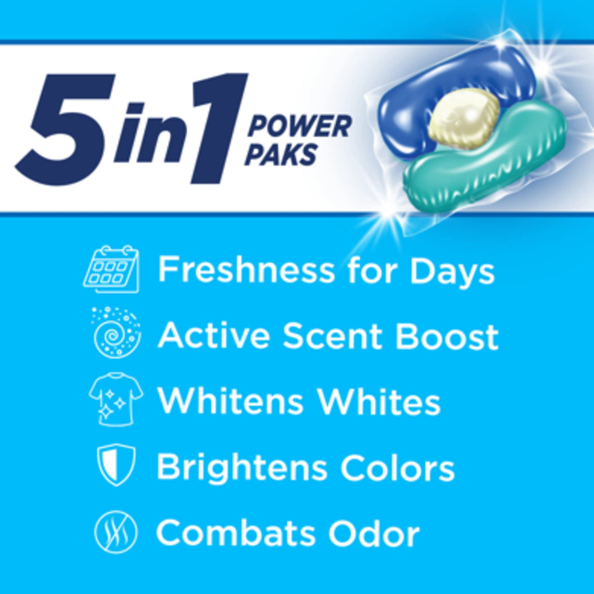 Arm & Hammer Clean Burst 5-In-1 Laundry Detergent Power Paks, 42 Count x 4 Pack