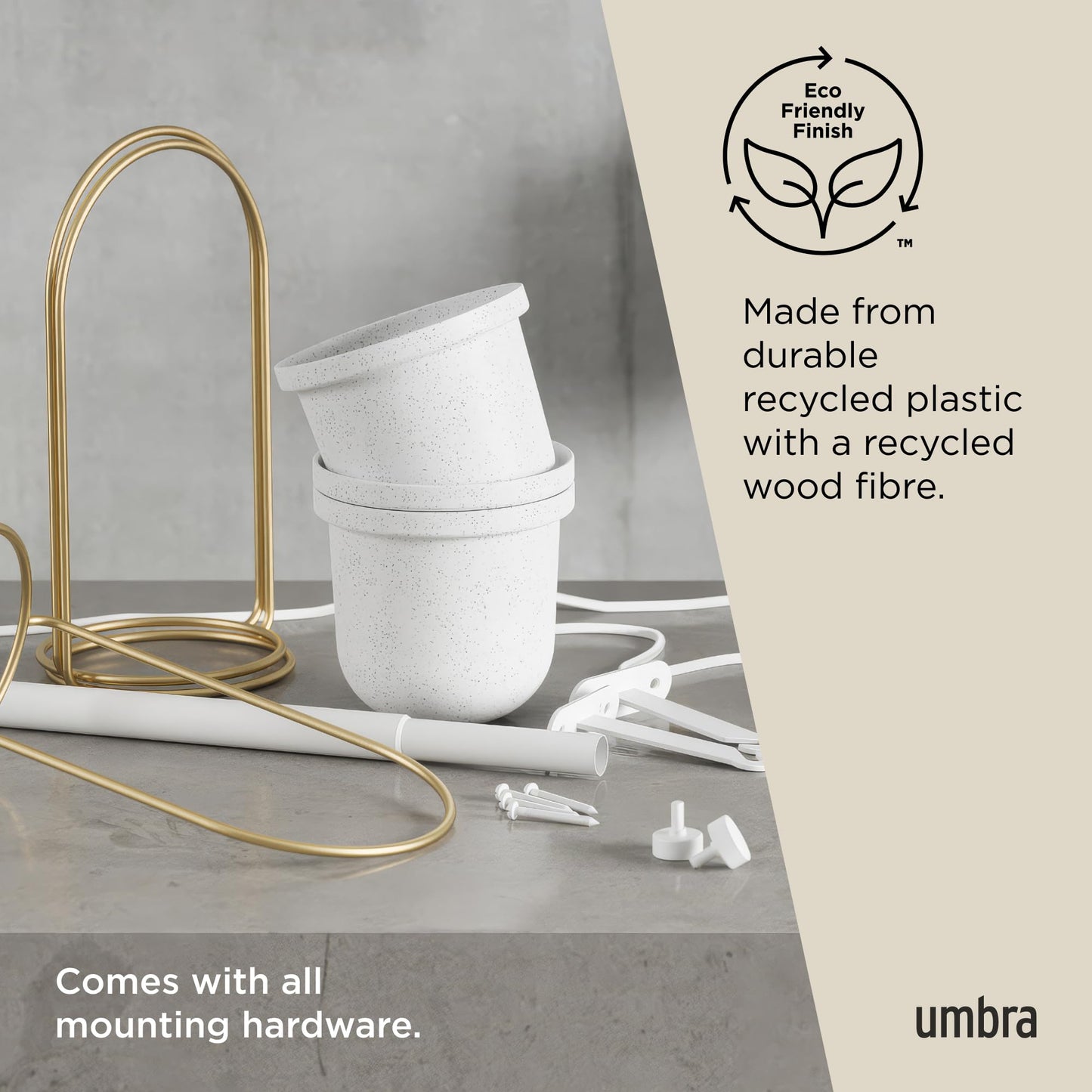 Umbra Triflora Hanging Planter for Window, Indoor Herb Garden, Set of 5, White/Brass