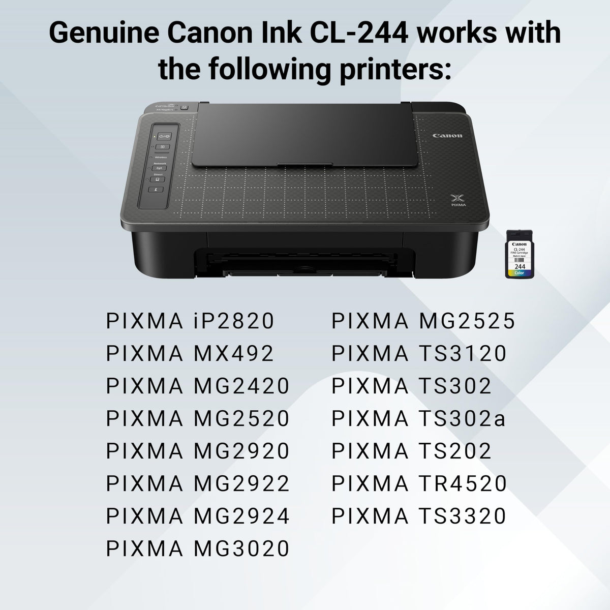 Canon CL-244 Genuine Color Ink Cartridge, Compatible with iP2820, MX492, MG2420/2520/2920/2922/2924/3020/2525, TS3120/302/302a/202/4520/3320
