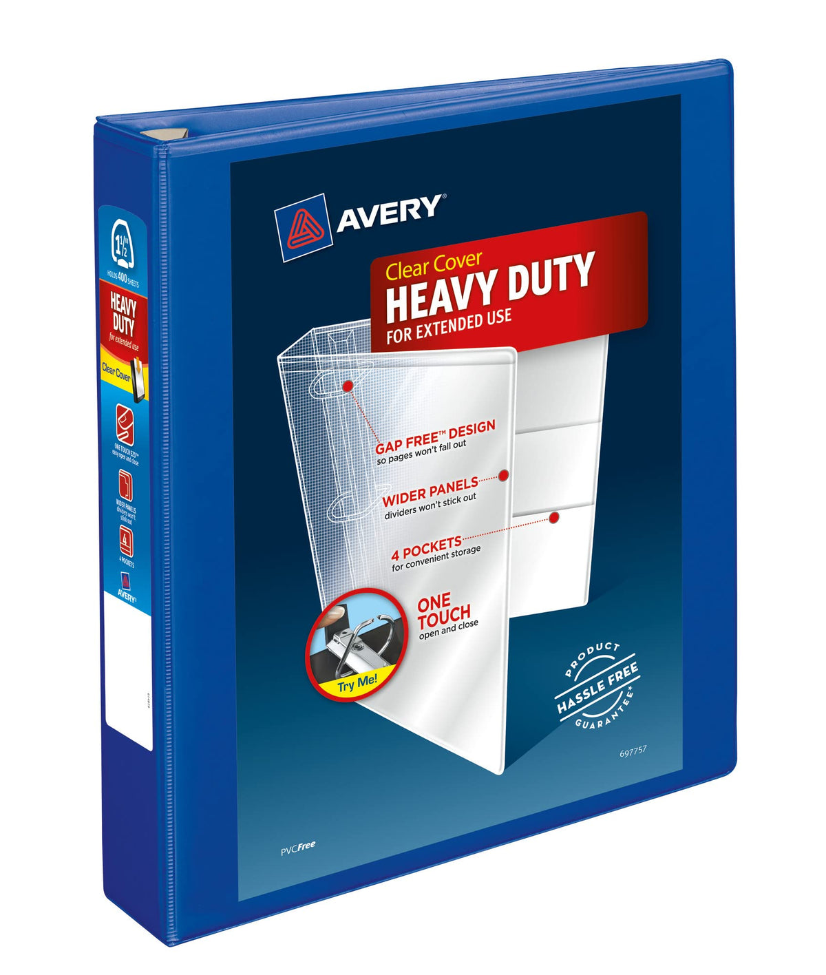 Avery Heavy-Duty View 3 Ring Binder, 1.5" One Touch EZD Rings, 1 Pacific Blue Binder (79775)