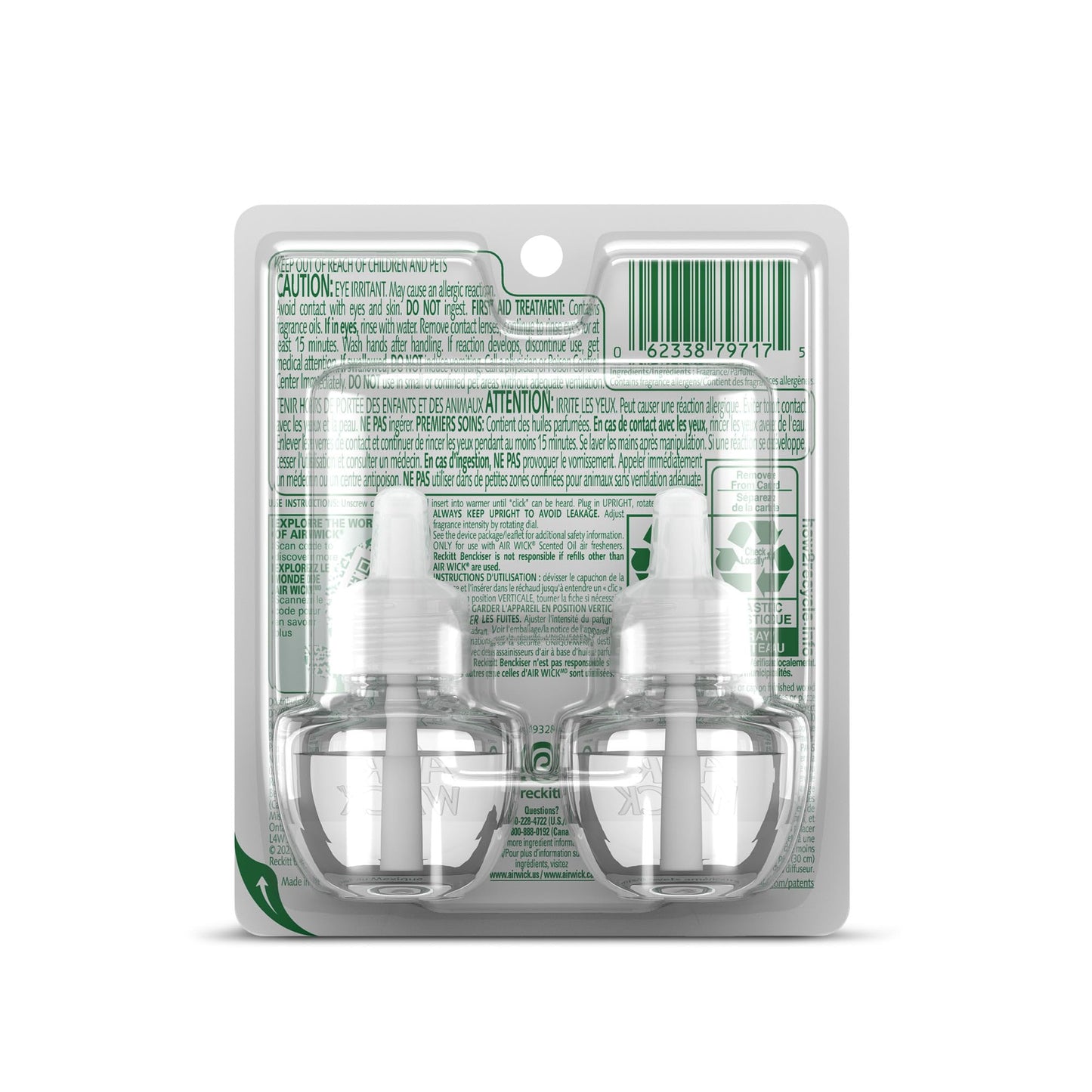 Air Wick Plug in Scented Oil Refill, 2 Ct, Fresh Waters, Air Freshener, Essential Oils