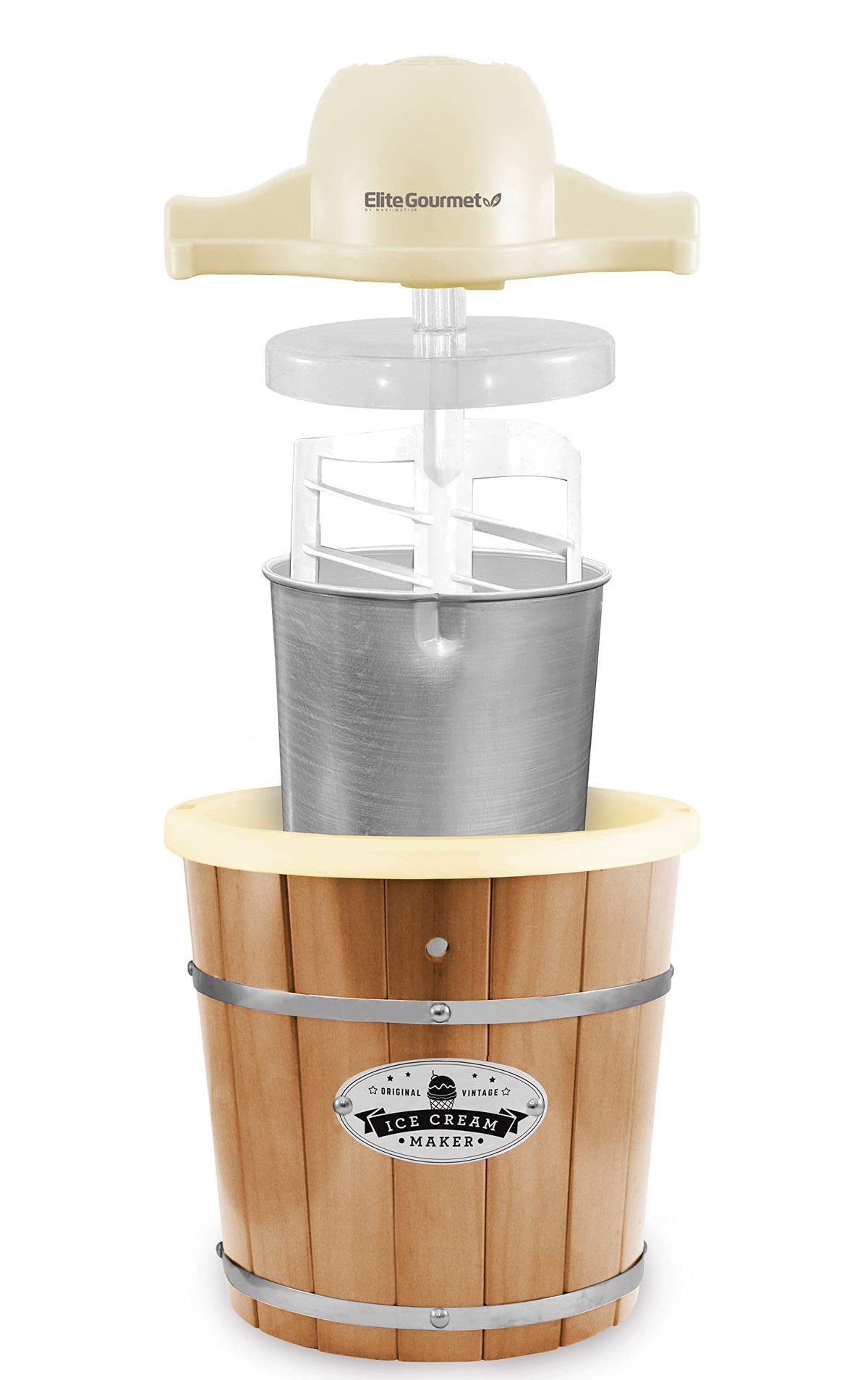 Elite Gourmet EIM-924L# 4 quart Old Fashioned Electric Ice Cream Maker, Pine Bucket