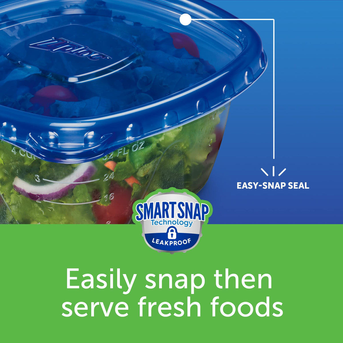 Ziploc Food Storage Meal Prep Containers Reusable for Kitchen Organization, Smart Snap Technology, Dishwasher Safe, Mini Square, 8 Count
