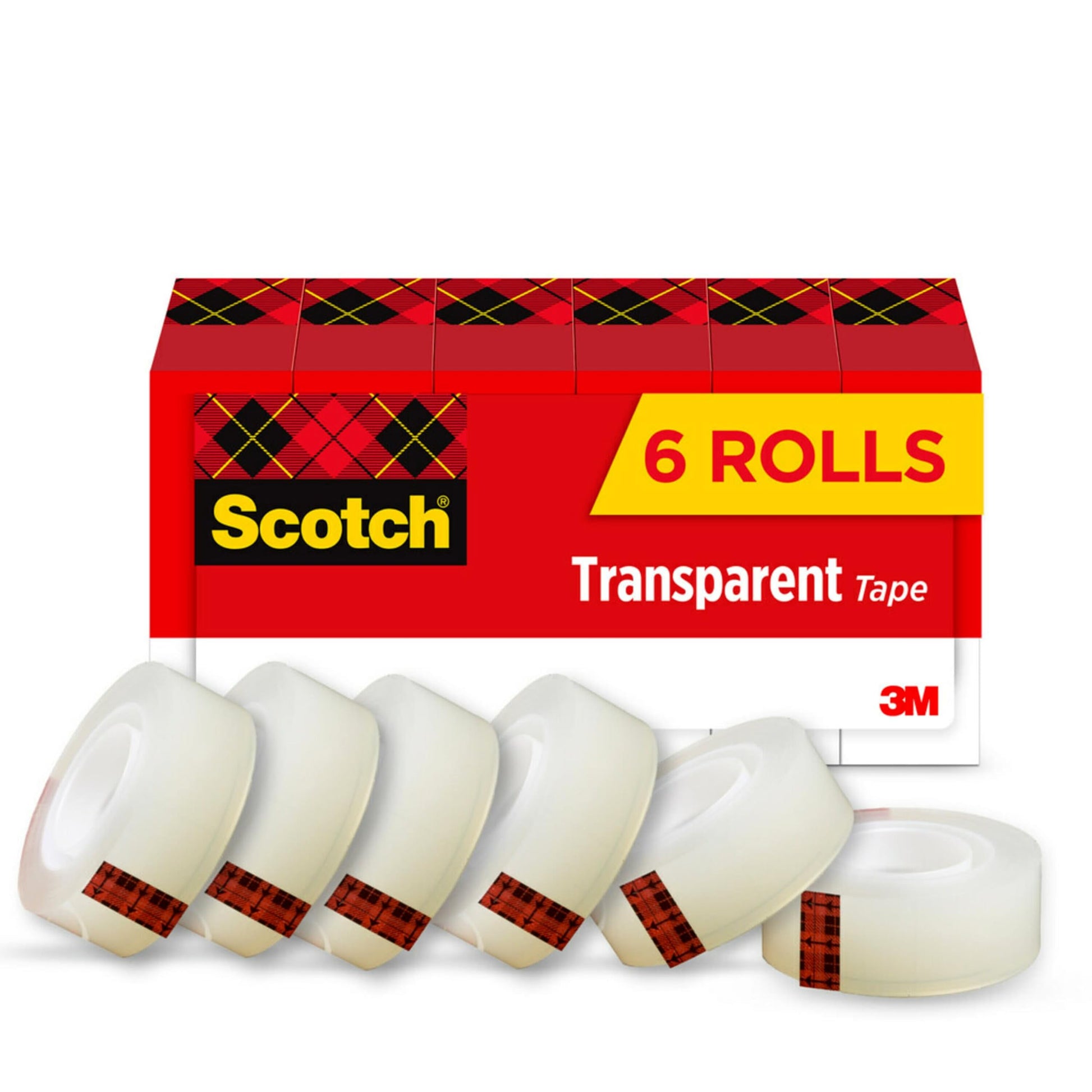Scotch Transparent Tape, 3/4 in x 1000 in, 6 Boxes/Pack (600)