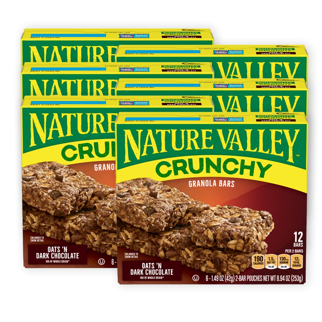 Nature Valley Granola Bars, Crunchy, Oats and Dark Chocolate, 12 Count (Pack of 6)