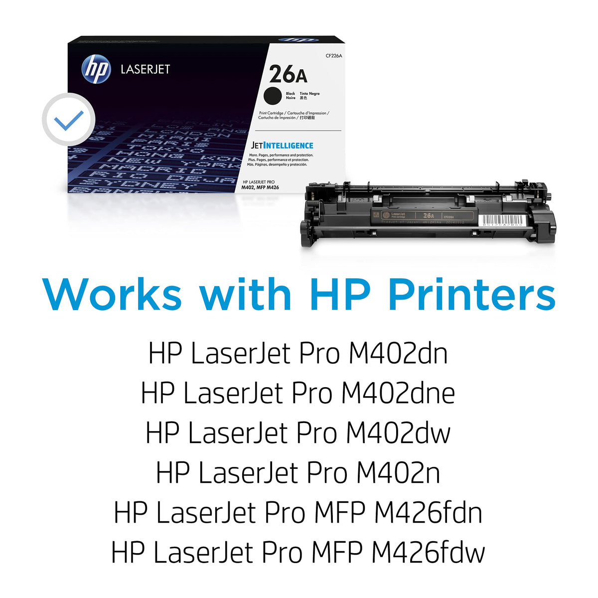 HP 26A Black Toner Cartridge | Works with HP LaserJet Pro M402 Series, HP LaserJet Pro MFP M426 Series | CF226A