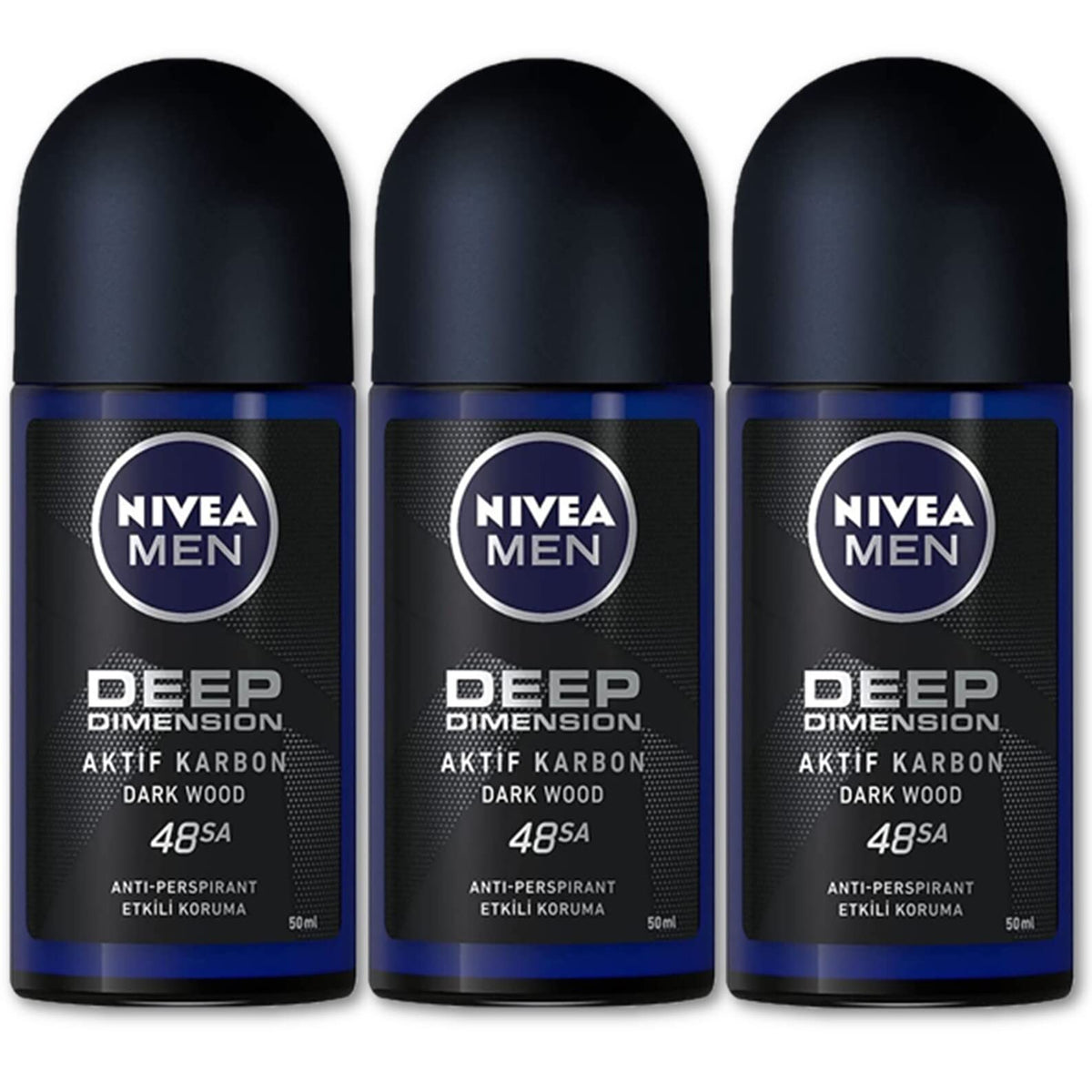 Nivea For Men Deodorant Roll-On Dimension - Dark Wood Anti Perspirant, 48h 1.7oz/50ml (Pack of 3)