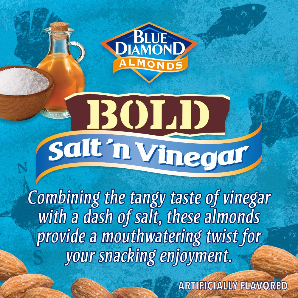 Blue Diamond Almonds Salt N' Vinegar Flavored Snack Nuts, 16 Oz Resealable Bag (Pack of 1)