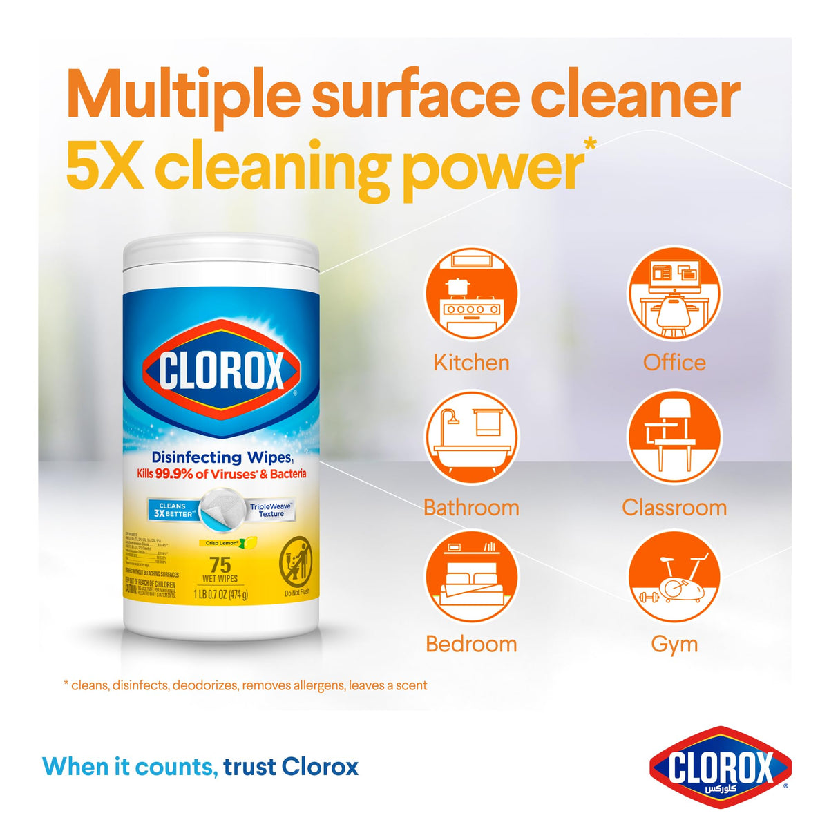 Clorox, Crisp Lemon, 75 Count
