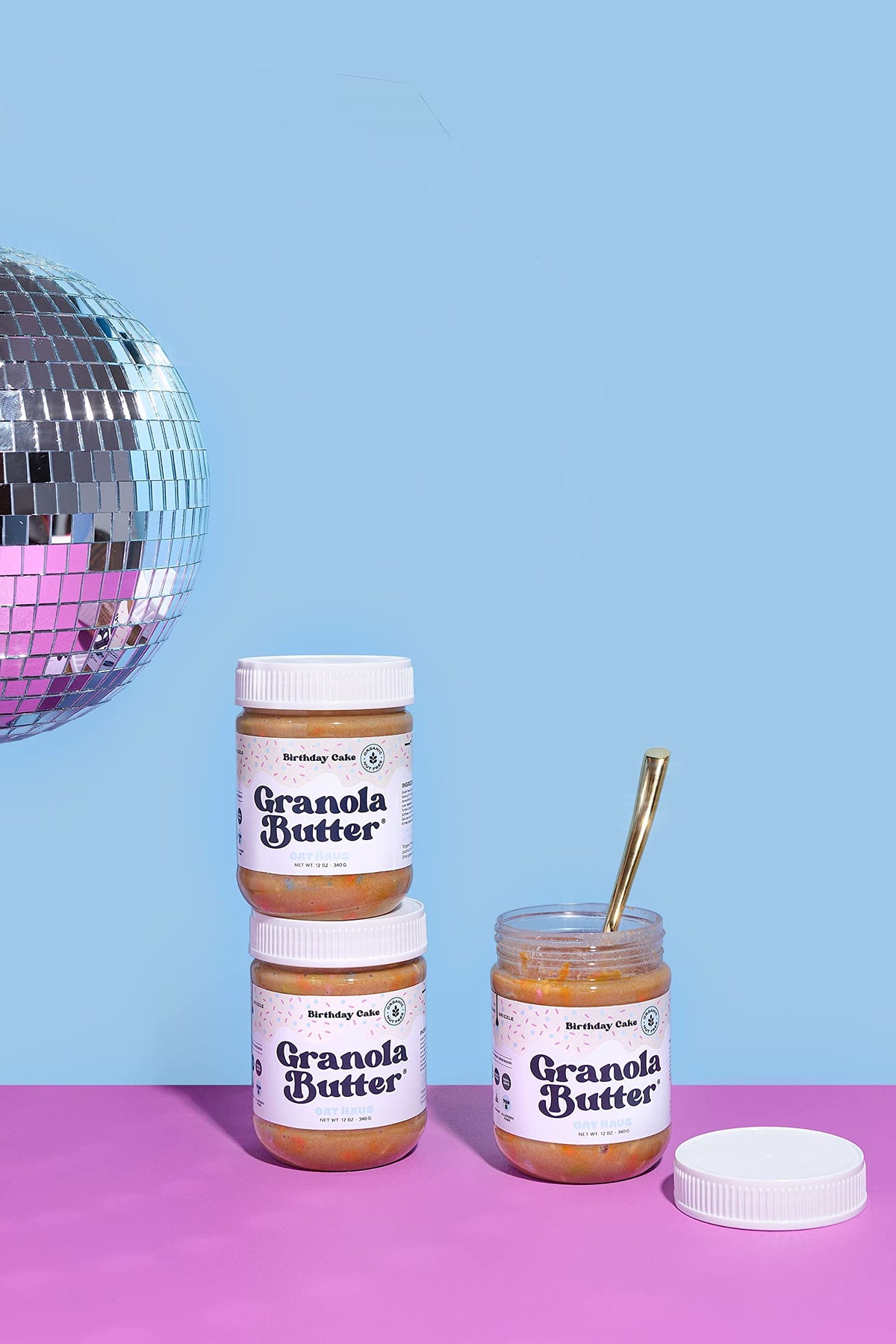 KWEEN Oat Haus Birthday Cake Granola Butter | Peanut-free, Almond (Tree-Nut) Free, & School-Safe (Top 8 Allergen Free) | Edible Cookie Dough Alternative