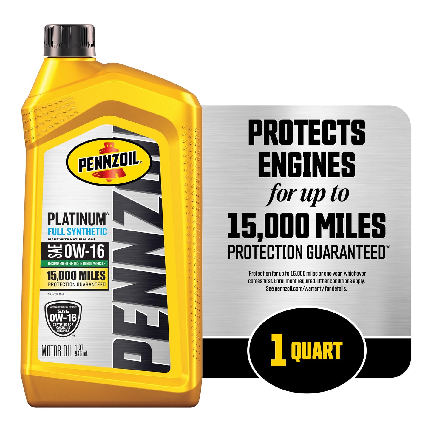 Pennzoil Platinum Full Synthetic 0W-16 Motor Oil (1-Quart, Case of 6)