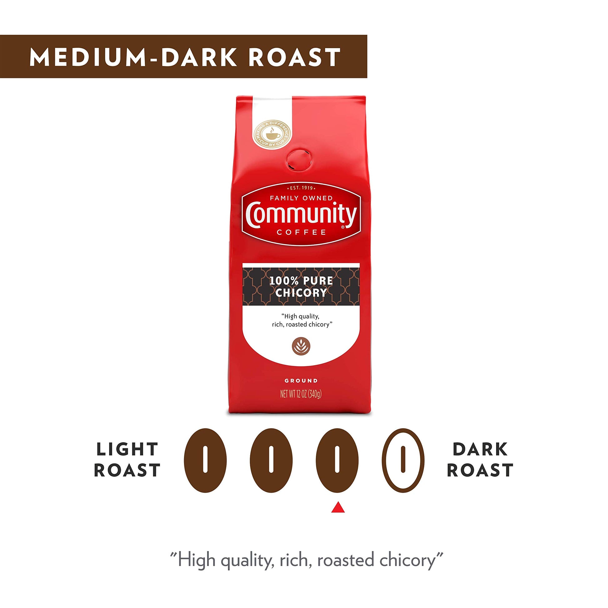 Community Coffee 100% Pure Ground Chicory Coffee, 12 Ounce Bag (Pack of 3)