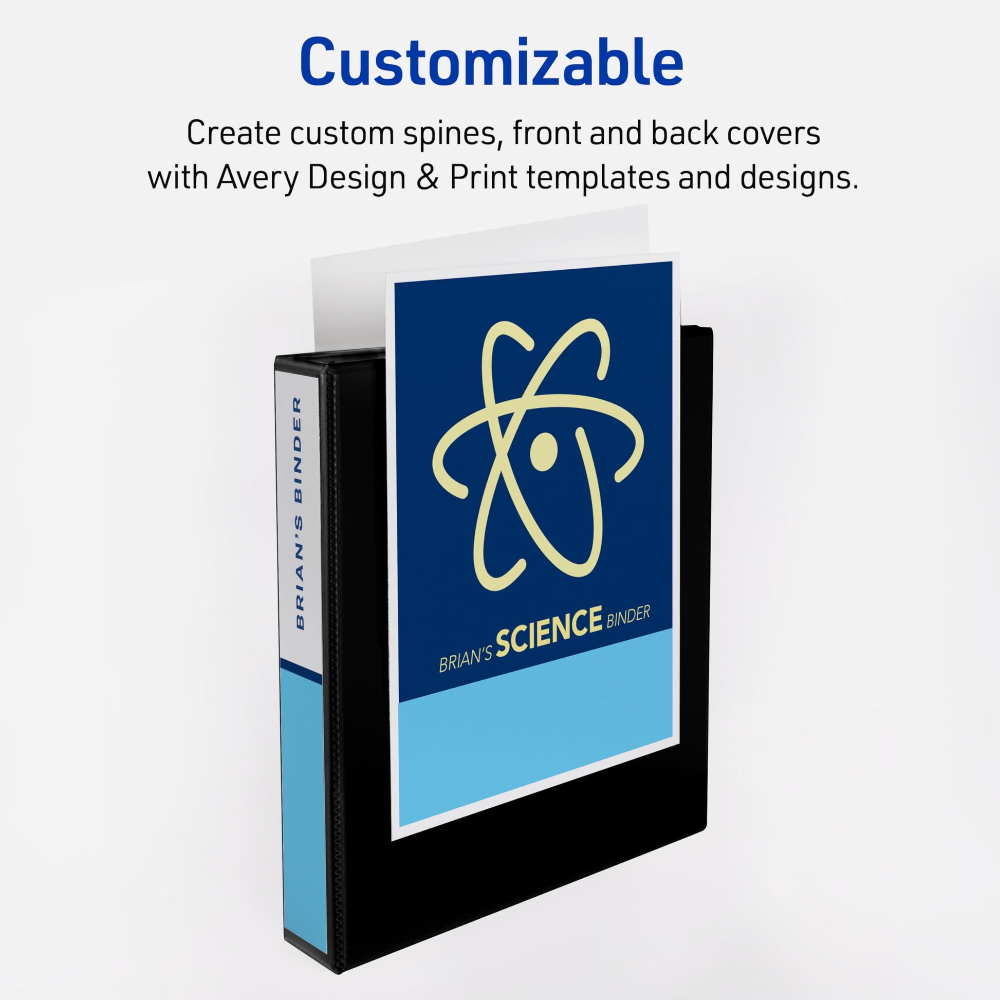 Avery Heavy-Duty View 3 Ring Binders, 1.5 Inch One Touch Slant Rings, DuraHinge, 2.1 Inch Wide Spine, Customizable Clear Cover and Spine, White Binders (4-Pack of 79781)
