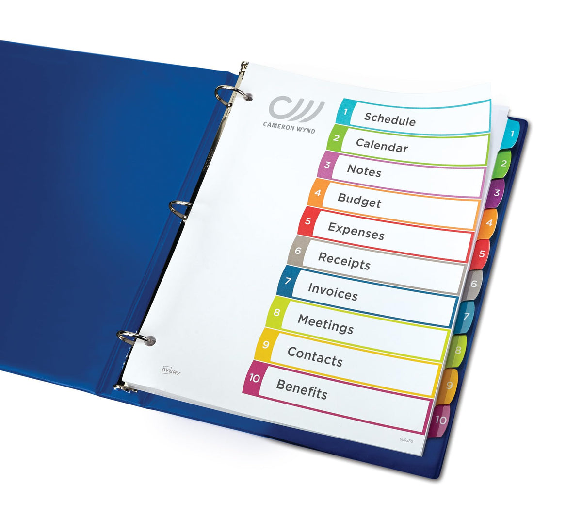 Avery 10 Tab Dividers for 3 Ring Binders, Customizable Table of Contents, Multicolor Tabs, 1 Set (11842)